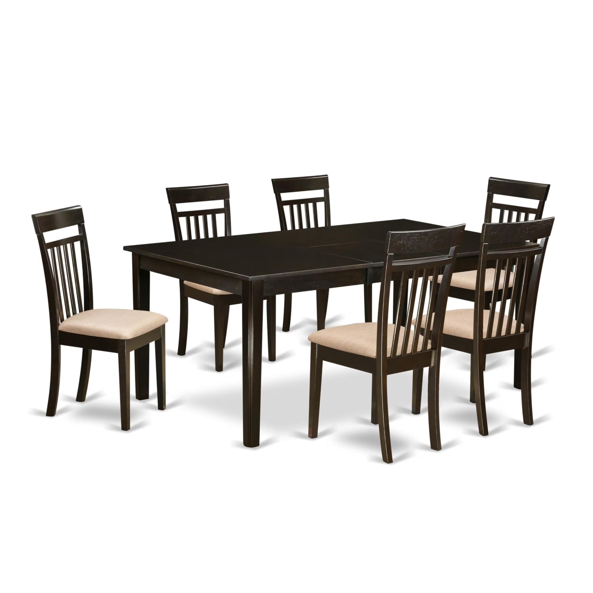 Casafoyer Henley 7 Piece Modern Set Consist Of A Rectangle Wooden Table With Pedestal And 6 Linen Fabric Dining Room Chairs, 42X72 Inch, Heca7-Cap-C