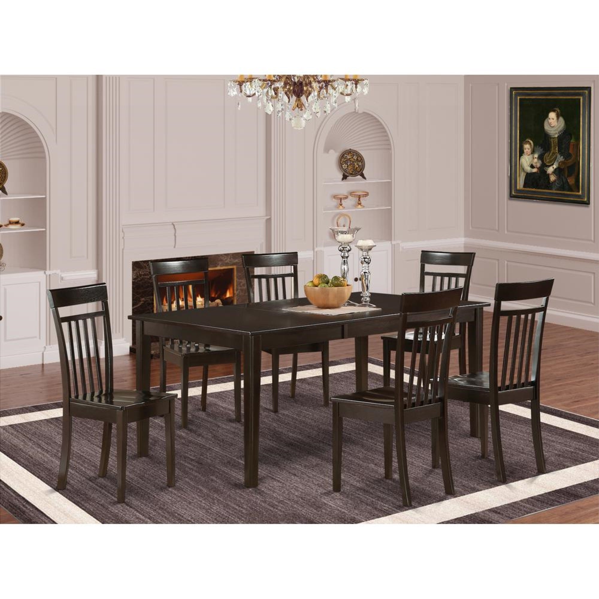 7  PC  Dining  room  set-Table  with  Leaf  together  with  6  Dining  Chairs.