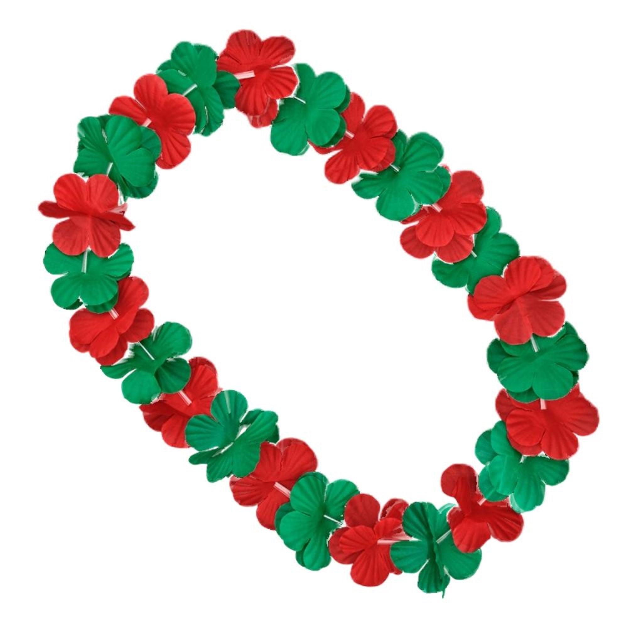 Non Light Up Hawaiian Flower Christmas Lei Necklace Red Green