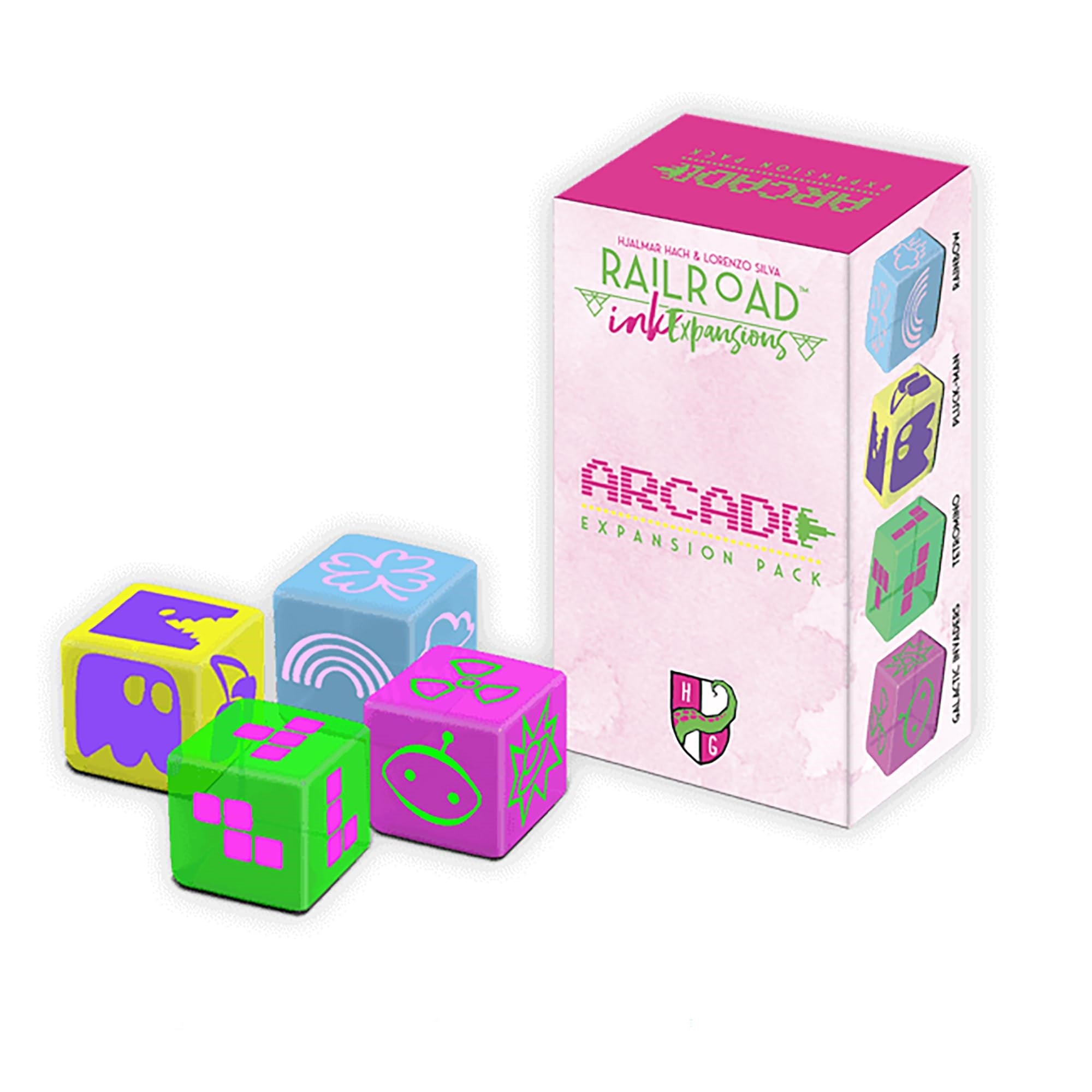 Horrible Guild: Railroad Ink Challenge: Arcade Expansion Pink, Expansions Can Be Added To Any Railroad Ink Or Railroad Ink Challenge Base Game, For 1 To 6 Players, Ages 8 And Up