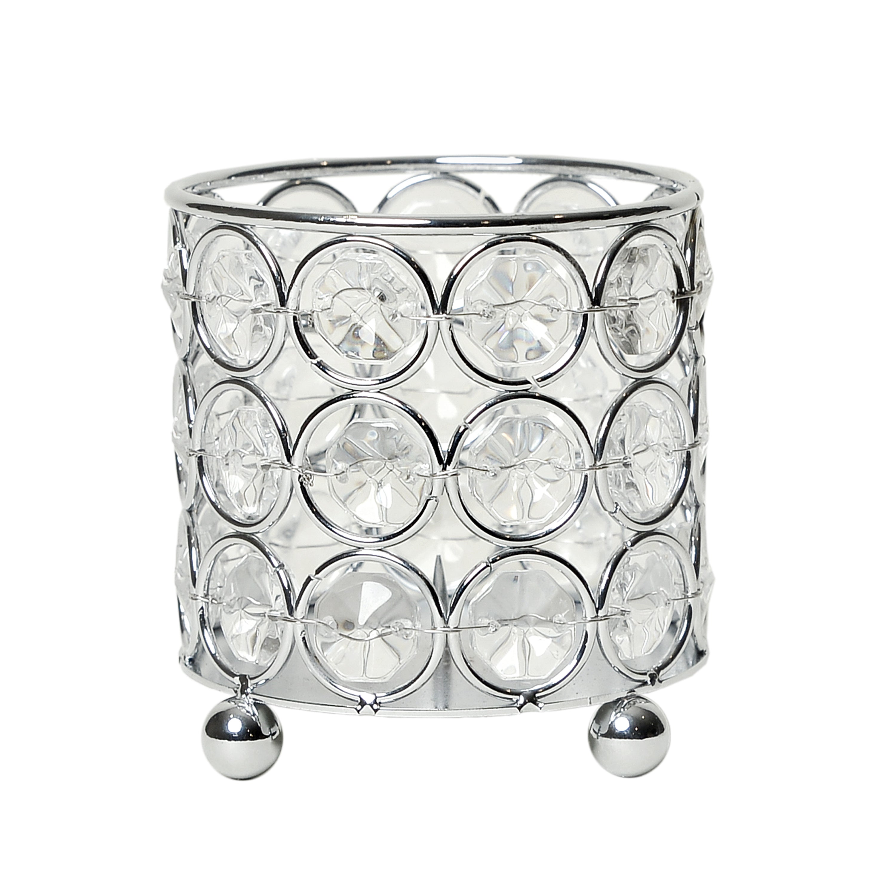 Elegant Designs Elipse Crystal Decorative Flower Vase, Candle Holder, Wedding Centerpiece, 3.25 Inch, Chrome