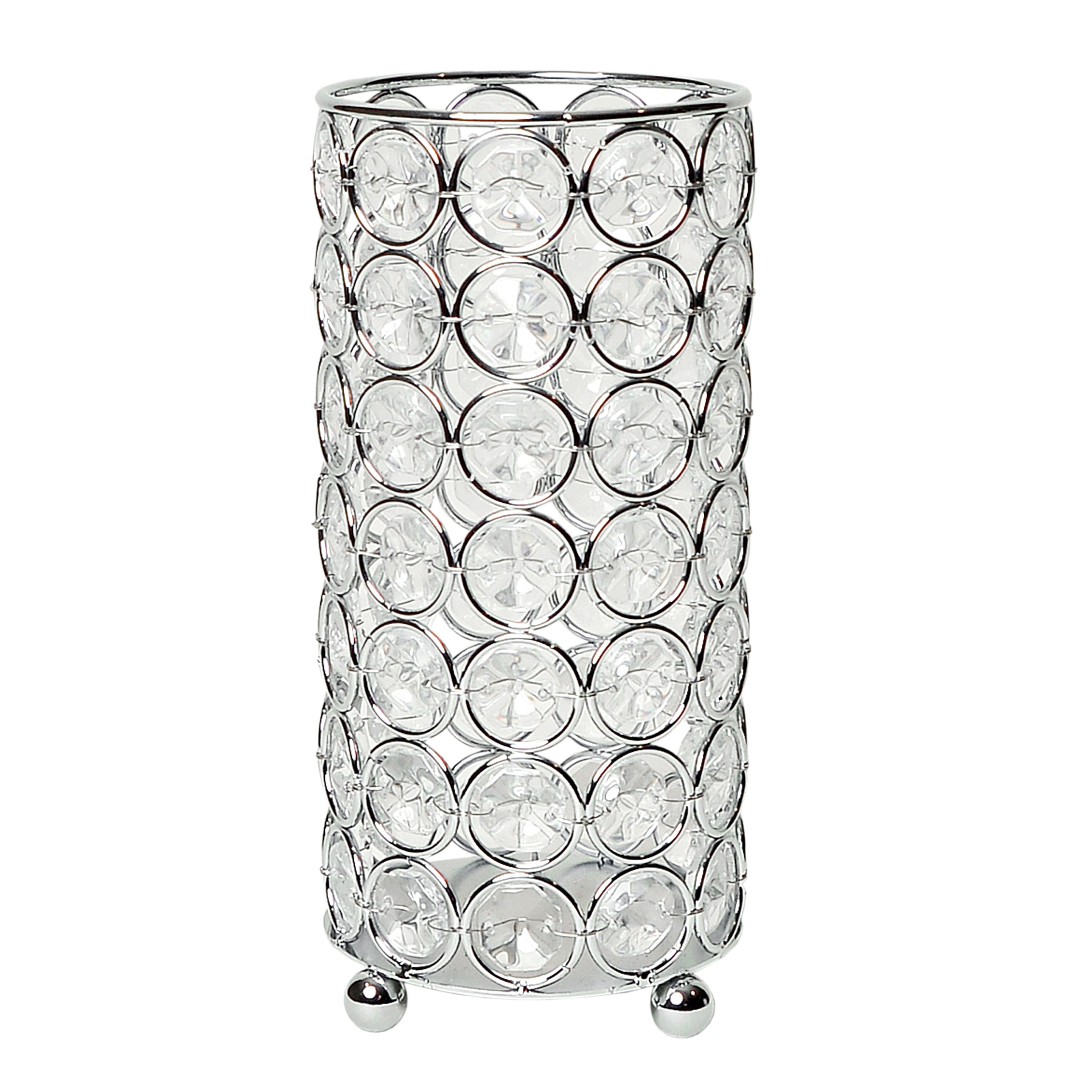 Elegant Designs Elipse Crystal Decorative Flower Vase, Candle Holder, Wedding Centerpiece, 6.75 Inch, Chrome