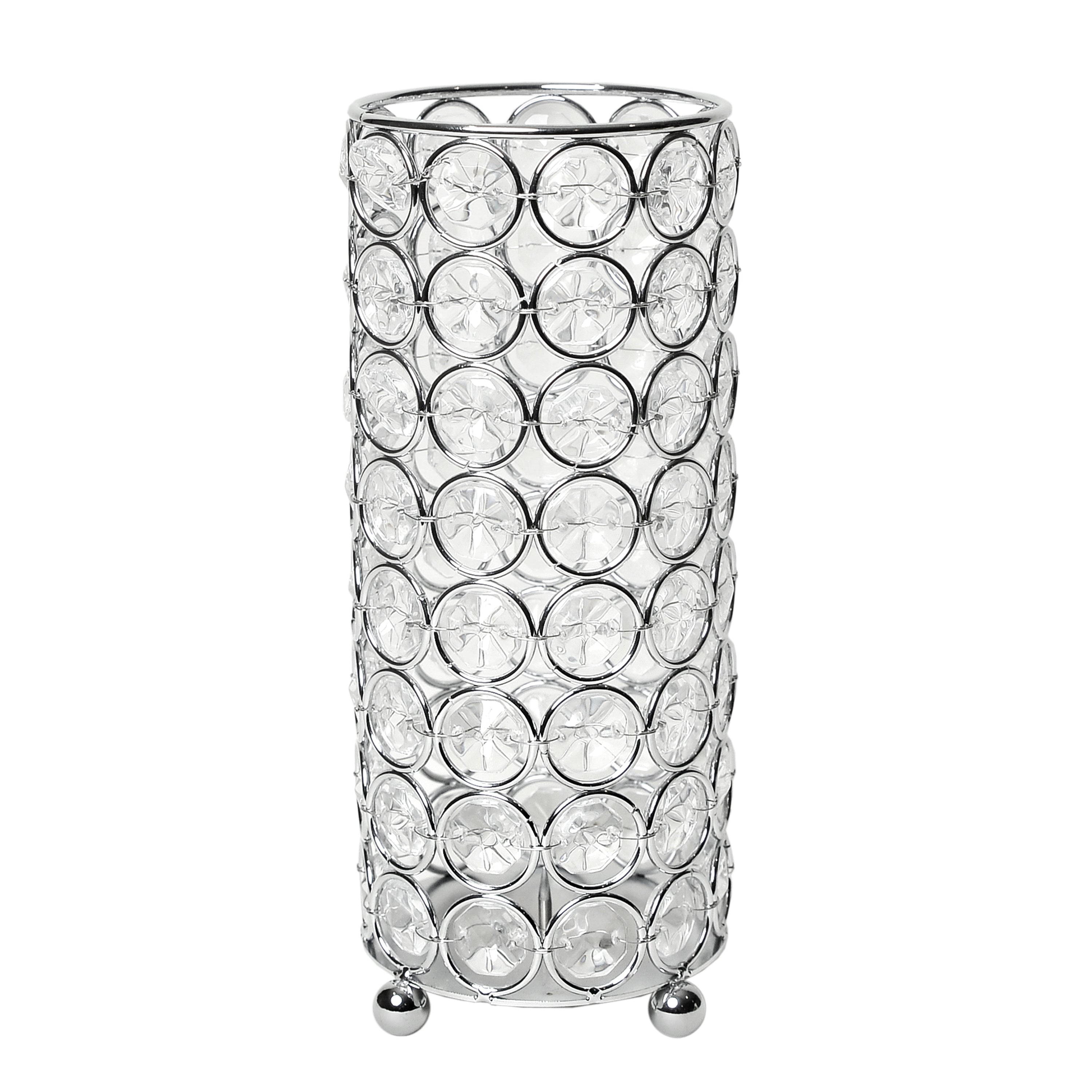 Elegant Designs Elipse Crystal Decorative Flower Vase, Candle Holder, Wedding Centerpiece, 7.75 Inch, Chrome