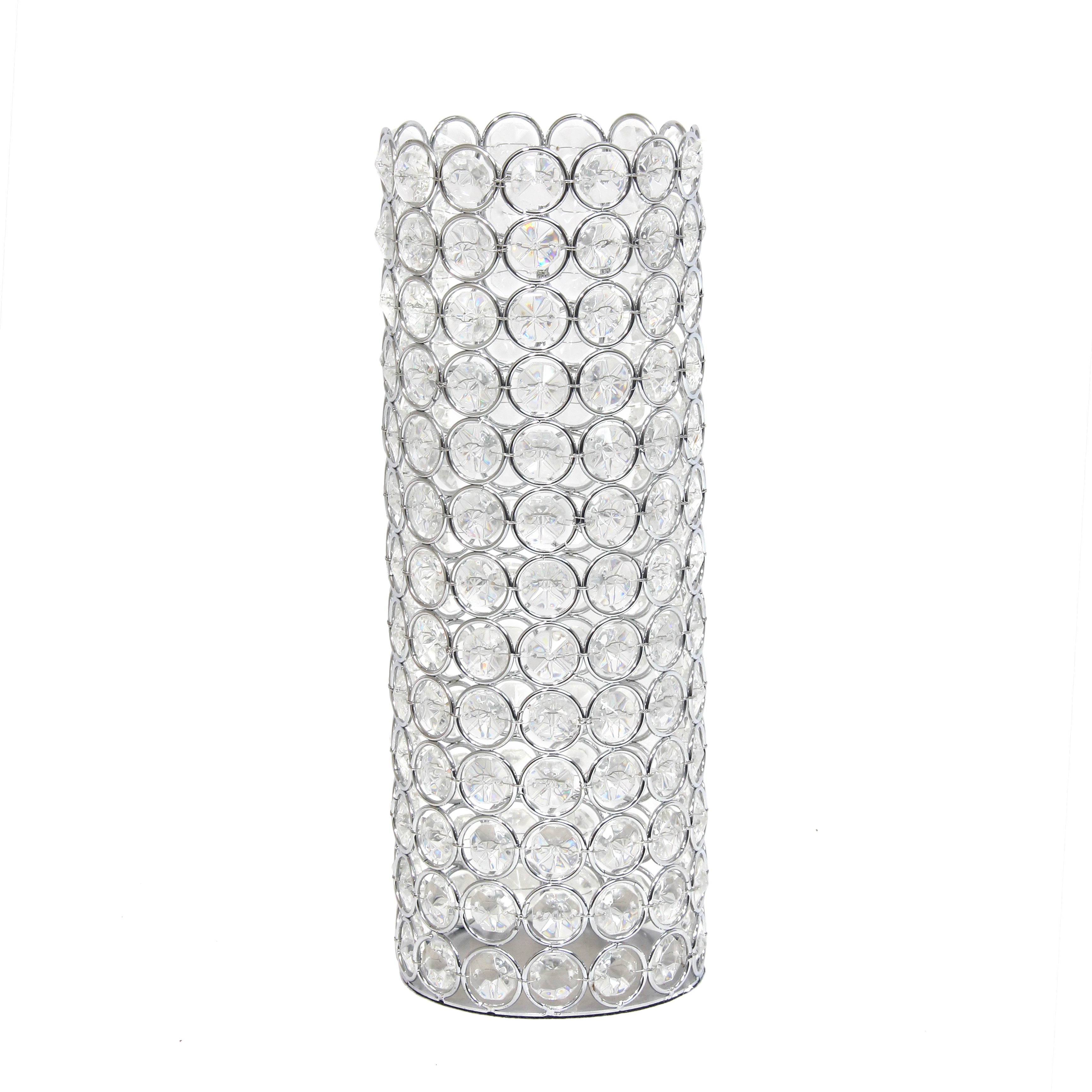 Elegant Designs Elipse Crystal  Decorative Vase, 11.25 Inch, Chrome