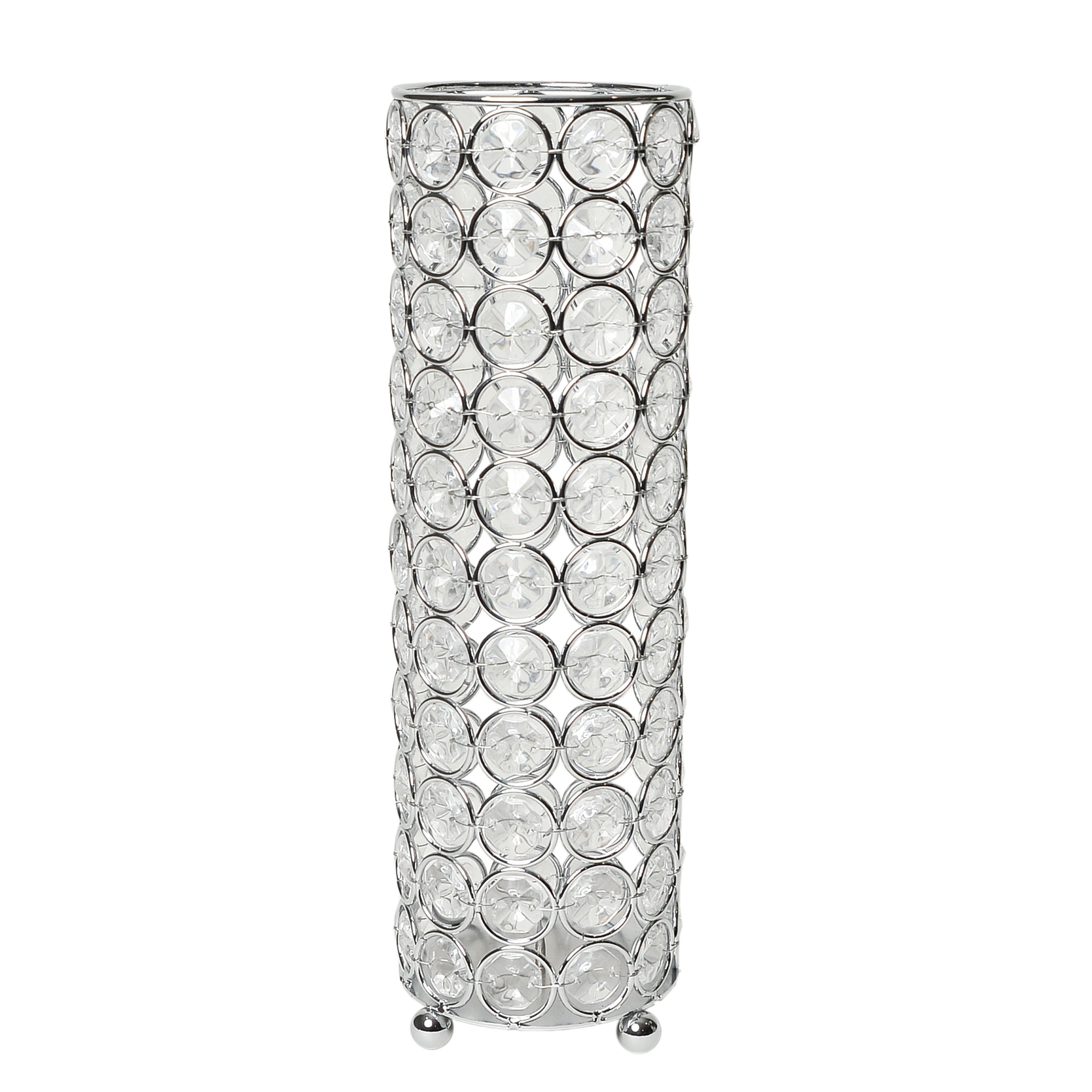 Elegant Designs Elipse Crystal Decorative Flower Vase, Candle Holder, Wedding Centerpiece,  10.25 Inch, Chrome