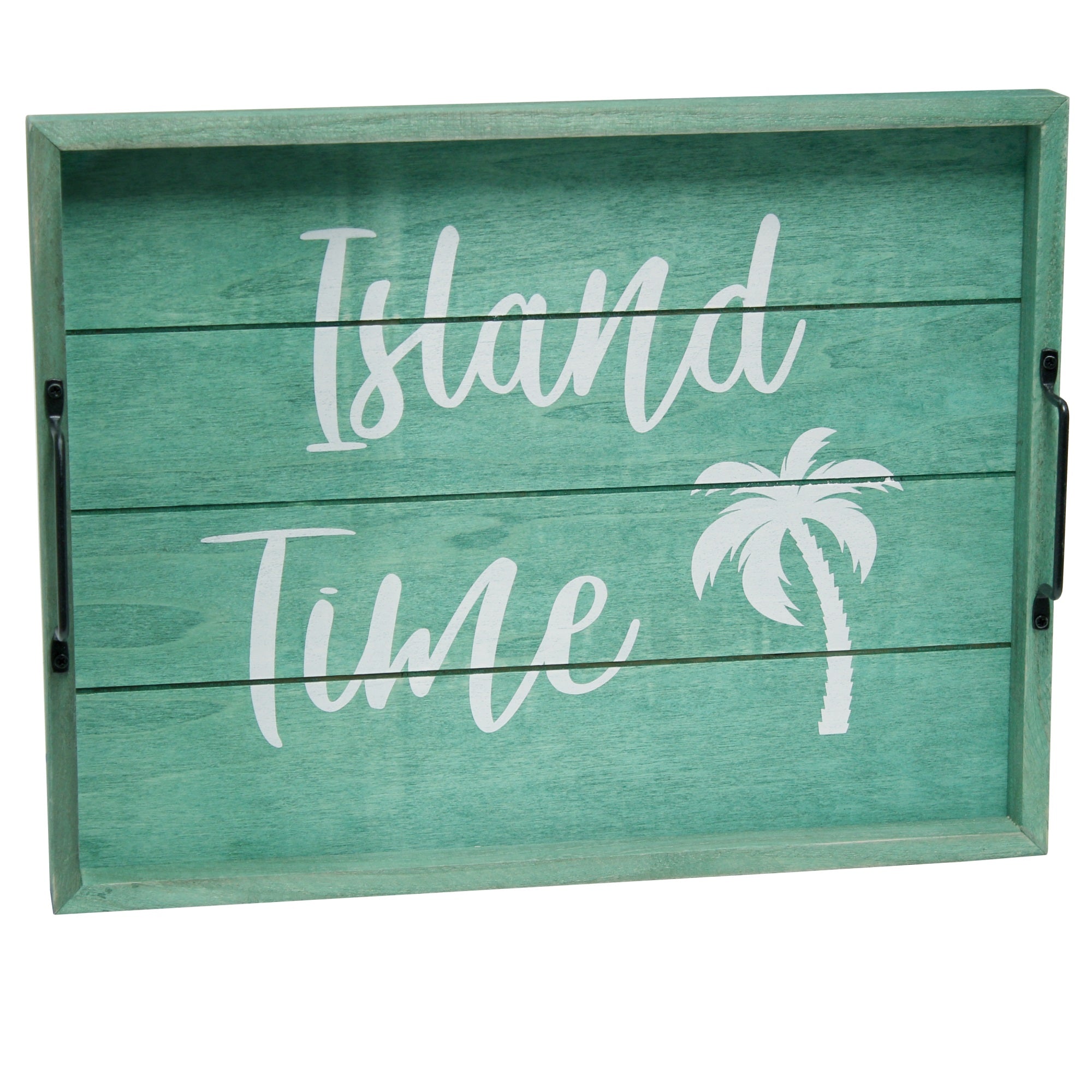 Elegant Designs Decorative Wood Serving Tray W/ Handles, 15.50' X 12', 'Island Time'