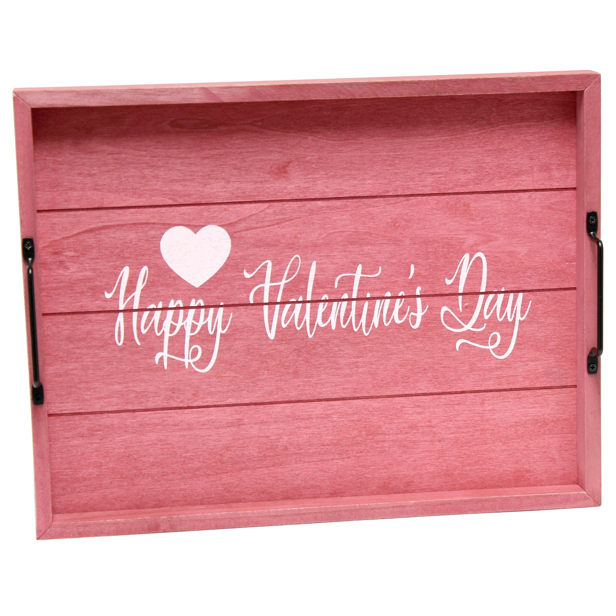 Elegant Designs Decorative Wood Serving Tray W/ Handles, 15.50' X 12', 'Happy Valentine'S Day'