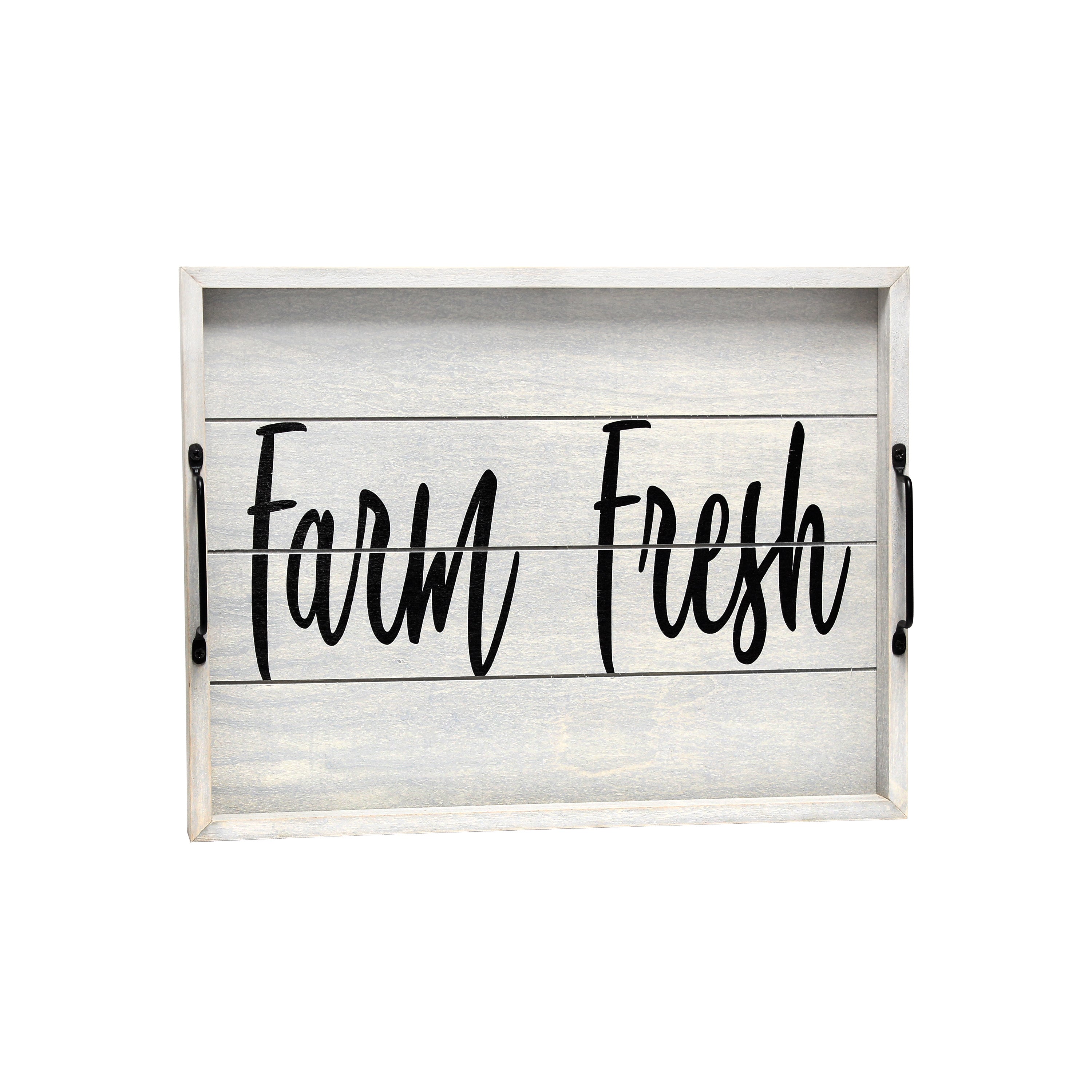 Elegant Designs Decorative Wood Serving Tray W/ Handles, 15.50' X 12', 'Farm Fresh'