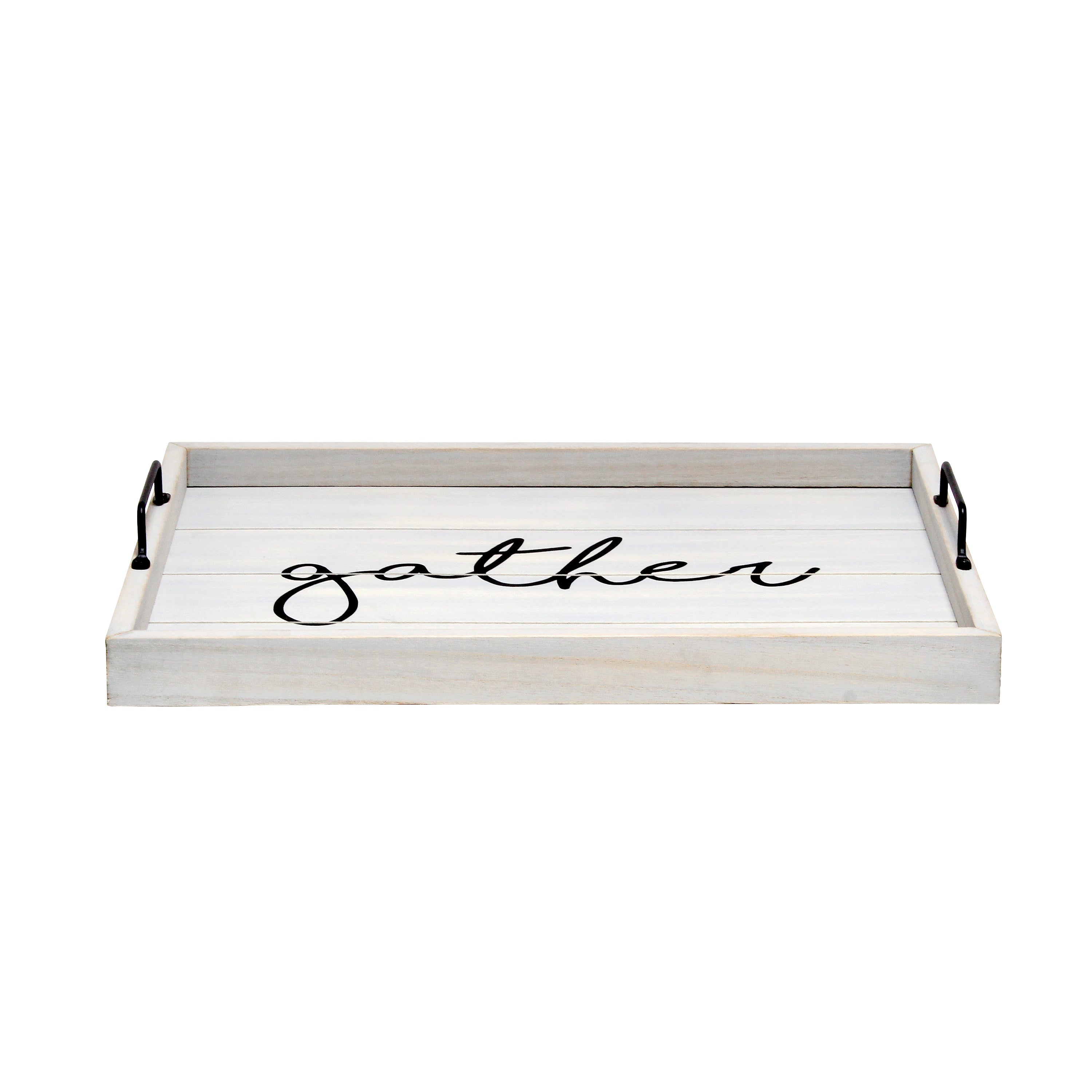 Elegant Designs Decorative Wood Serving Tray W/ Handles, 15.50' X 12', 'Gather'