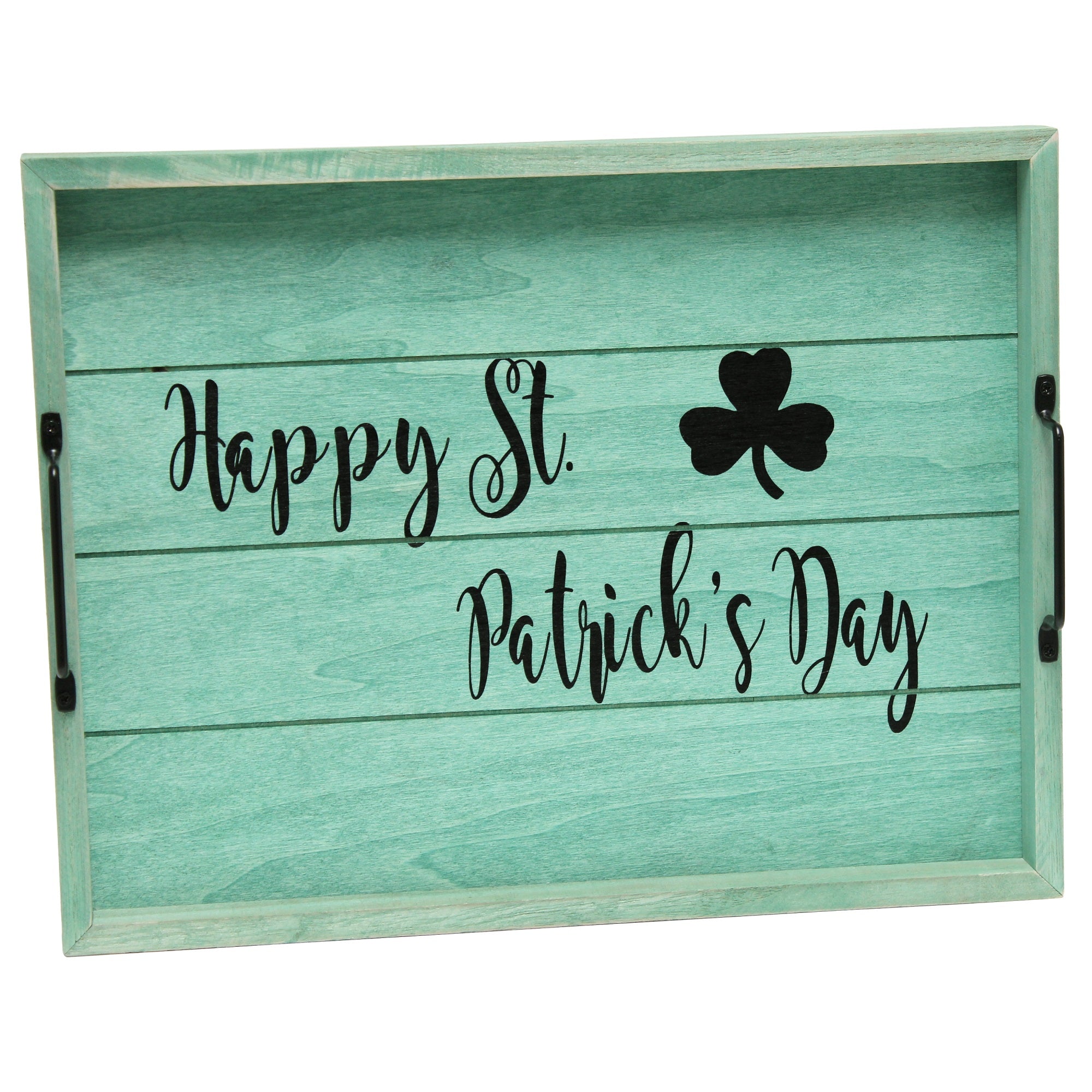 Elegant Designs Decorative Wood Serving Tray W/ Handles, 15.50' X 12', 'Happy St. Patrick'S Day'