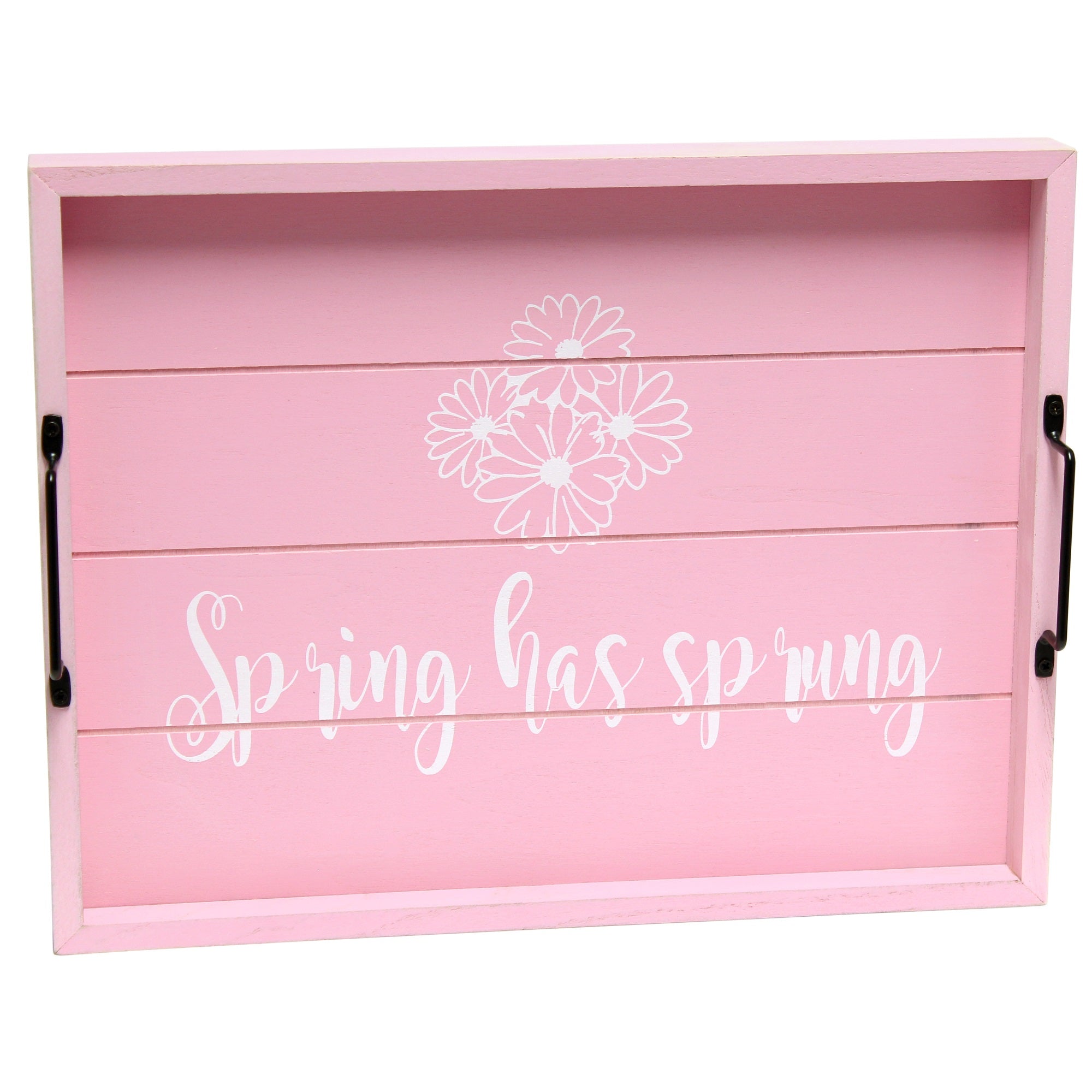 Elegant Designs Decorative Wood Serving Tray With Handles, 15.50' X 12', 'Spring Has Sprung'