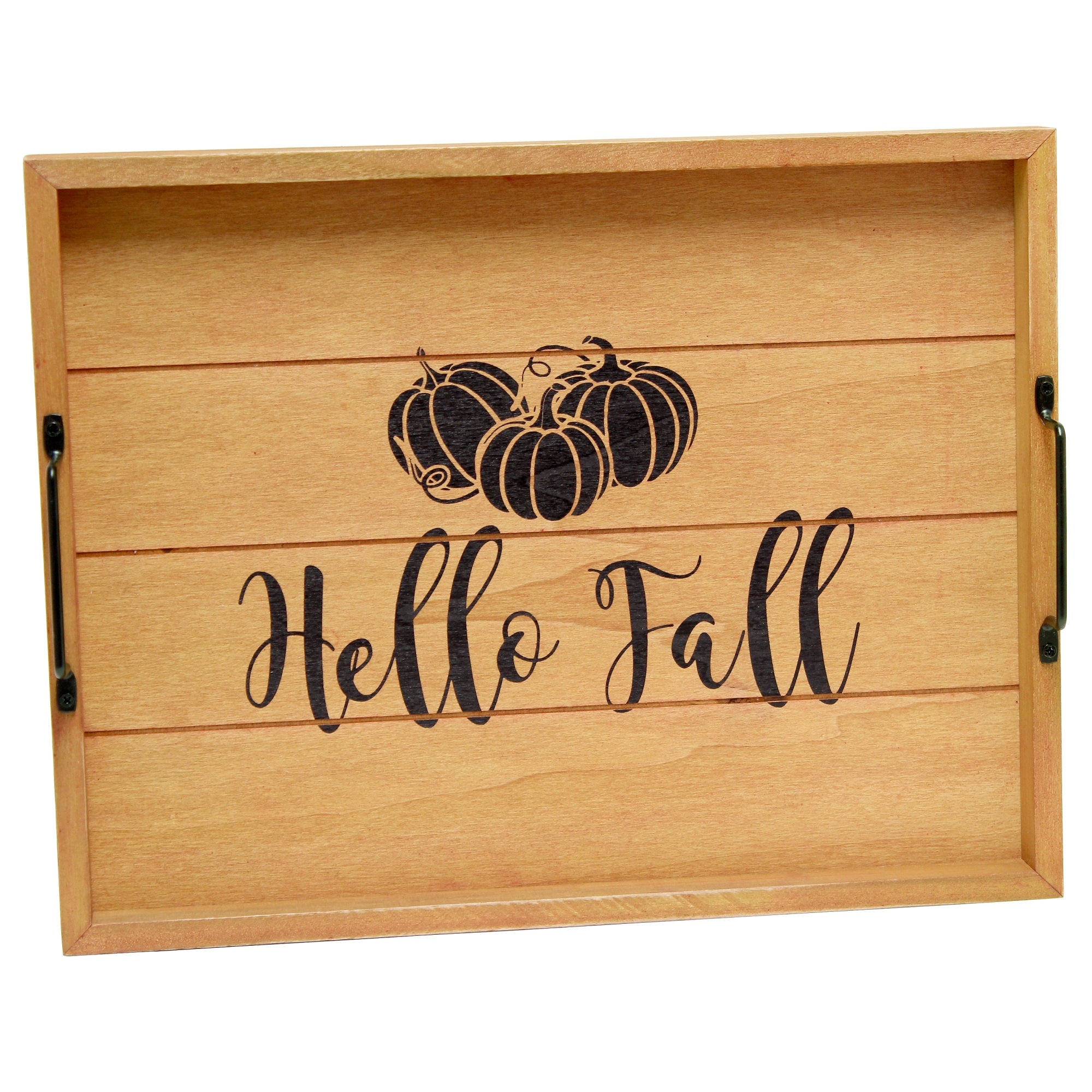 Elegant Designs Decorative Wood Serving Tray W/ Handles, 15.50' X 12', 'Hello Fall'