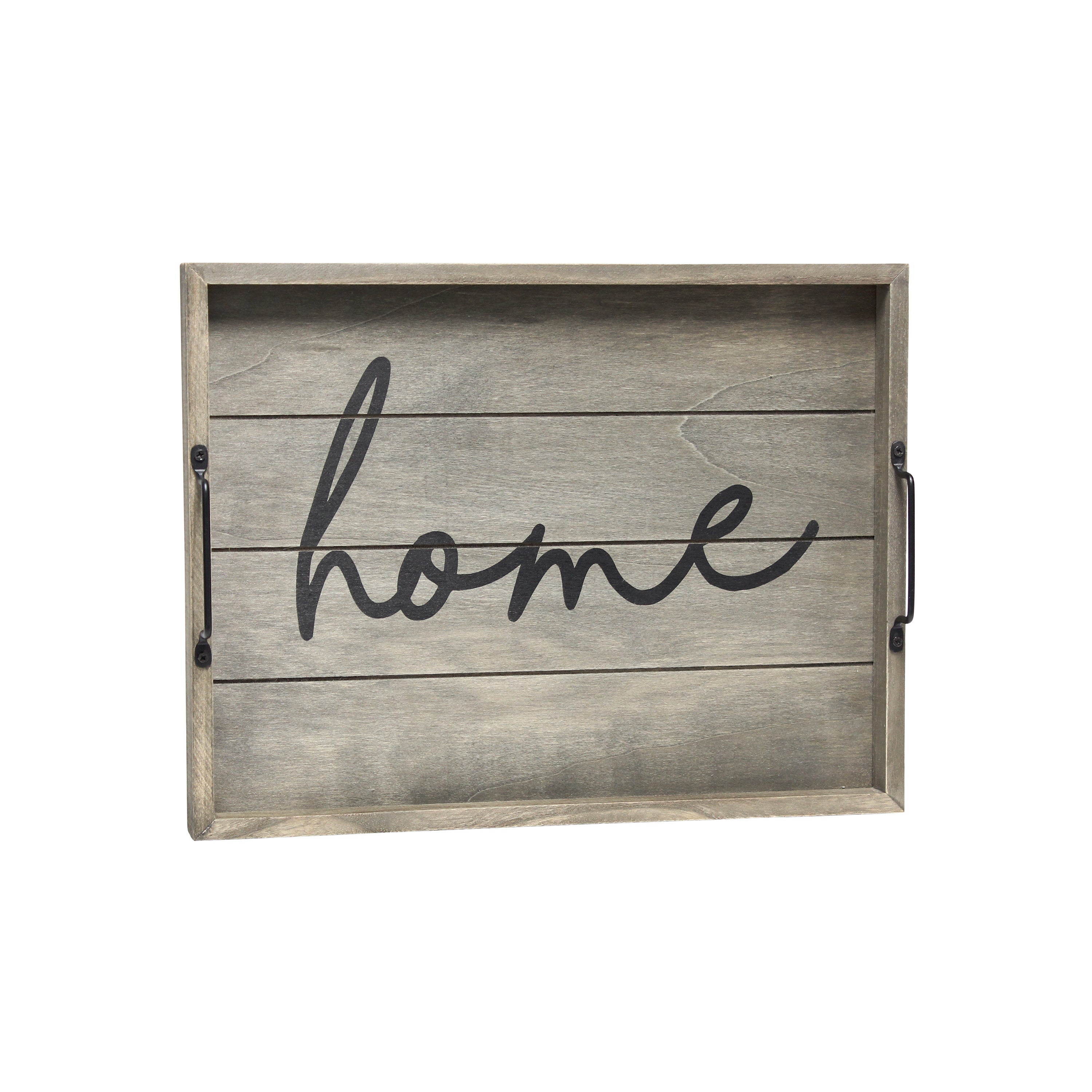 Elegant Designs Decorative Wood Serving Tray W/ Handles, 15.50' X 12', 'Home'