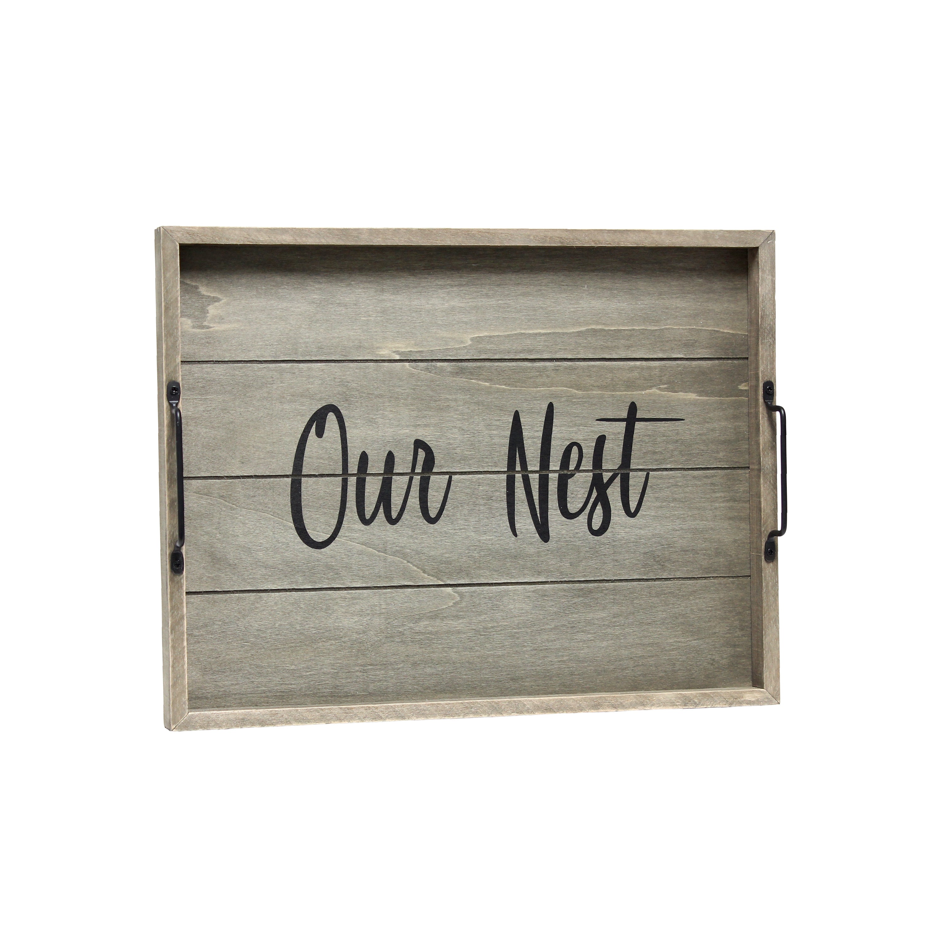 Elegant Designs Decorative Wood Serving Tray W/ Handles, 15.50' X 12', 'Our Nest'