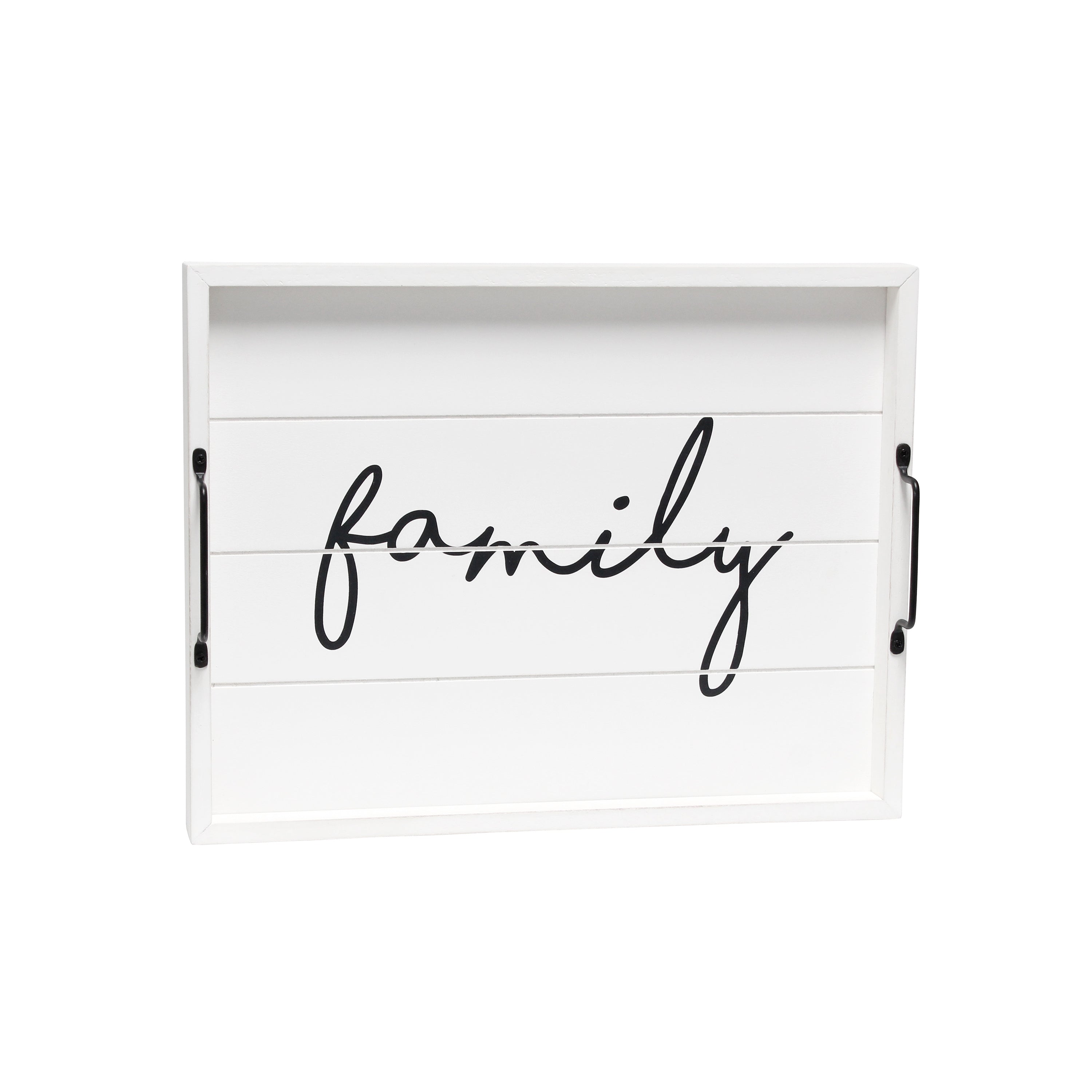 Elegant Designs Decorative Wood Serving Tray W/ Handles, 15.50' X 12', 'Family'