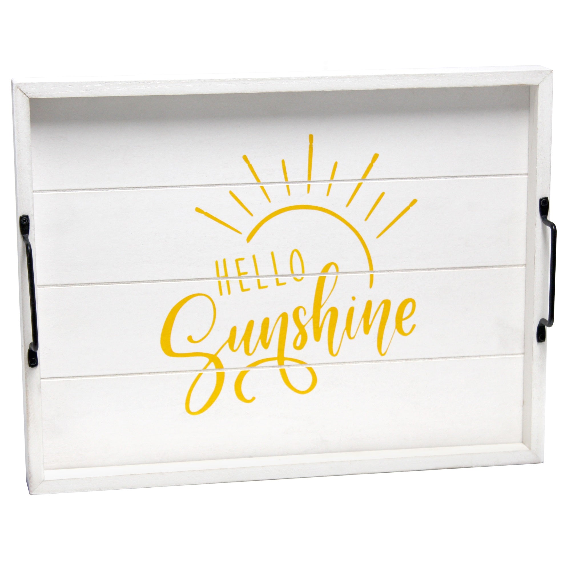 Elegant Designs Decorative Wood Serving Tray W/ Handles, 15.50' X 12', 'Hello Sunshine'
