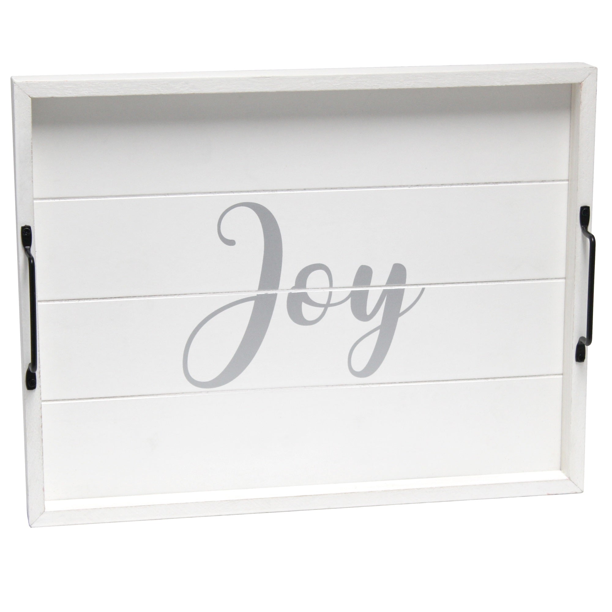 Elegant Designs Decorative Wood Serving Tray W/ Handles, 15.50' X 12', 'Joy'