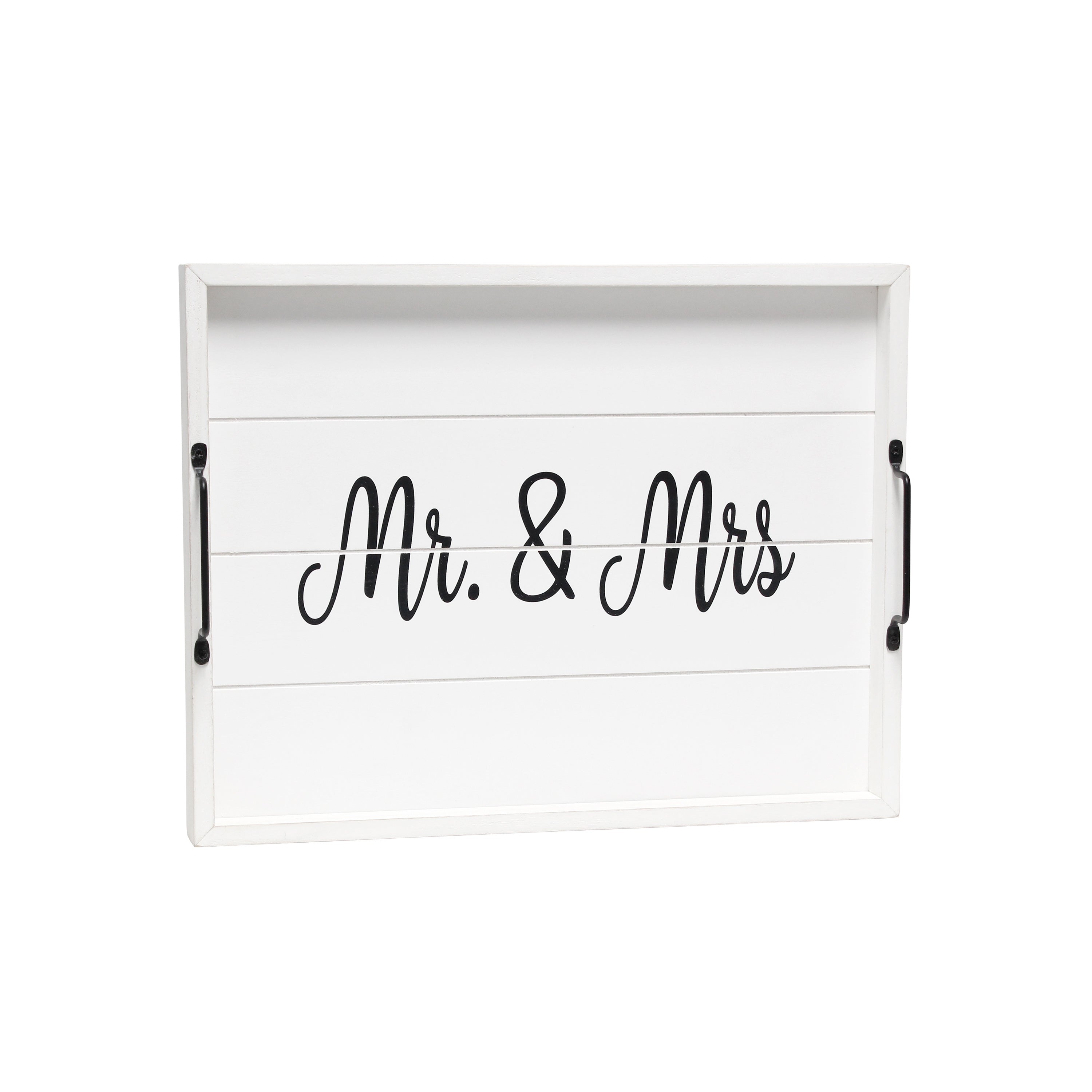 Elegant Designs Decorative Wood Serving Tray W/ Handles, 15.50' X 12', 'Mr. & Mrs.'