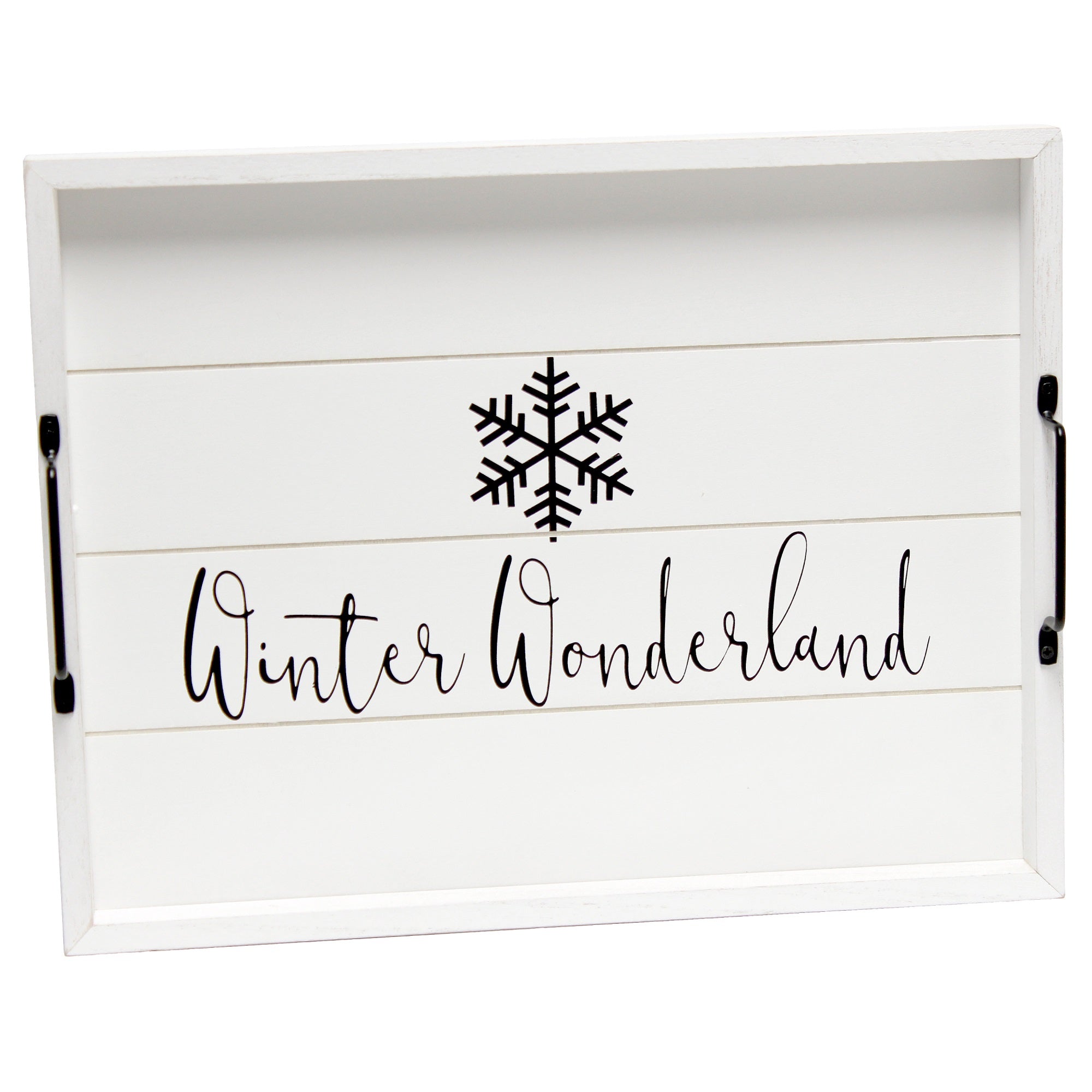 Elegant Designs Decorative Wood Serving Tray W/ Handles, 15.50' X 12', 'Winter Wonderland'