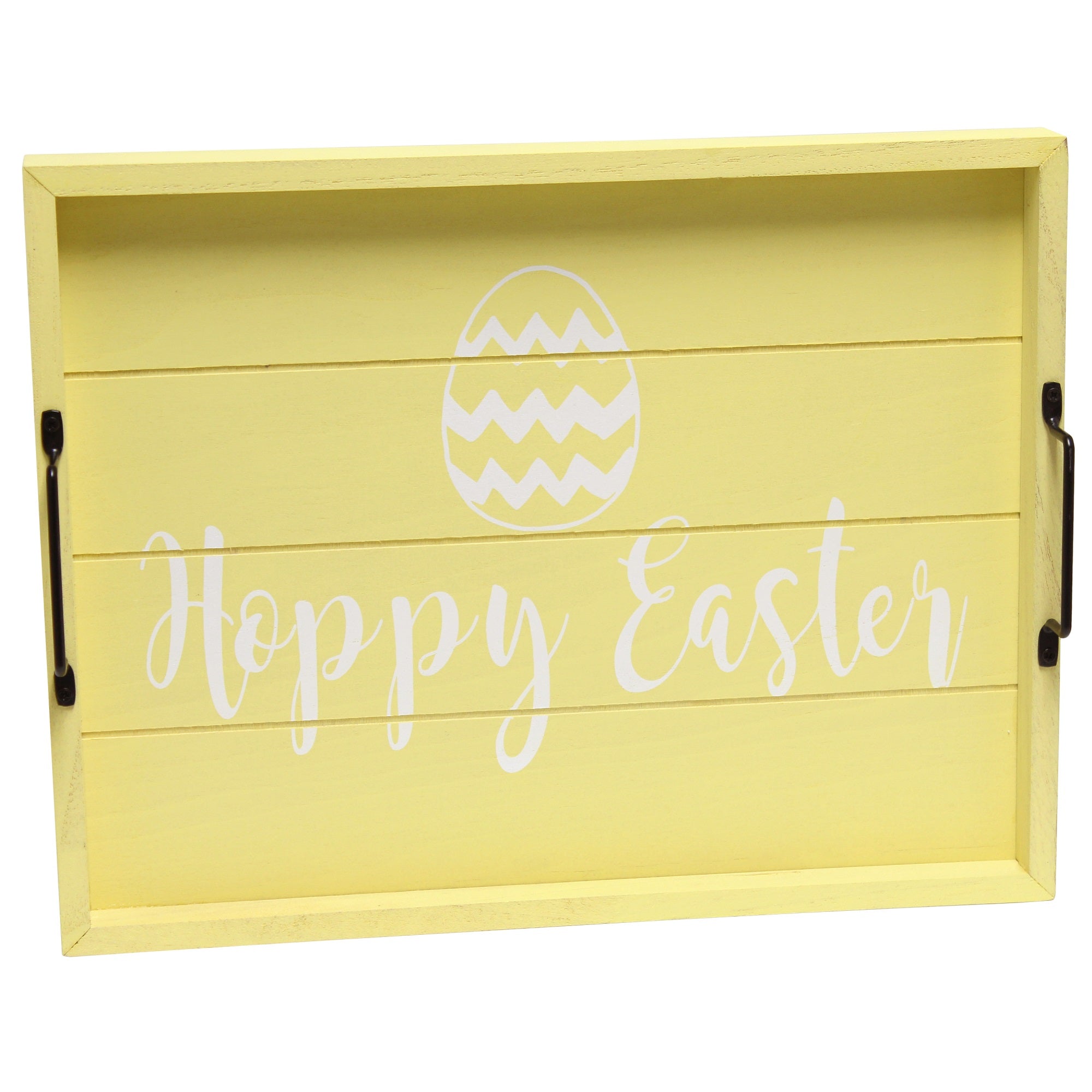 Elegant Designs Decorative Wood Serving Tray With Handles, 15.50' X 12', 'Hoppy Easter'