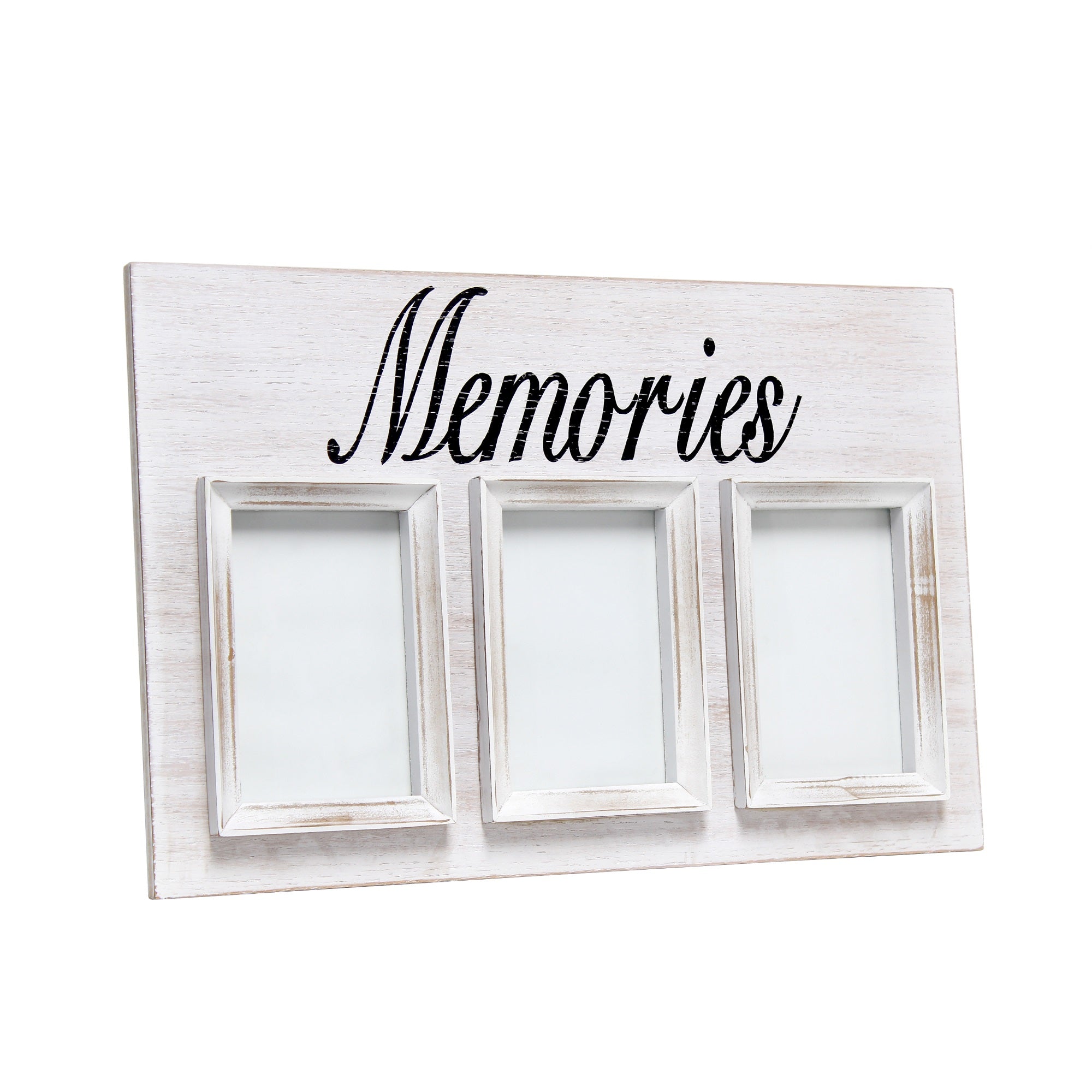 Elegant Designs 3 Photo Collage Frame 4X6 Picture Frame, White Wash 'Memories'