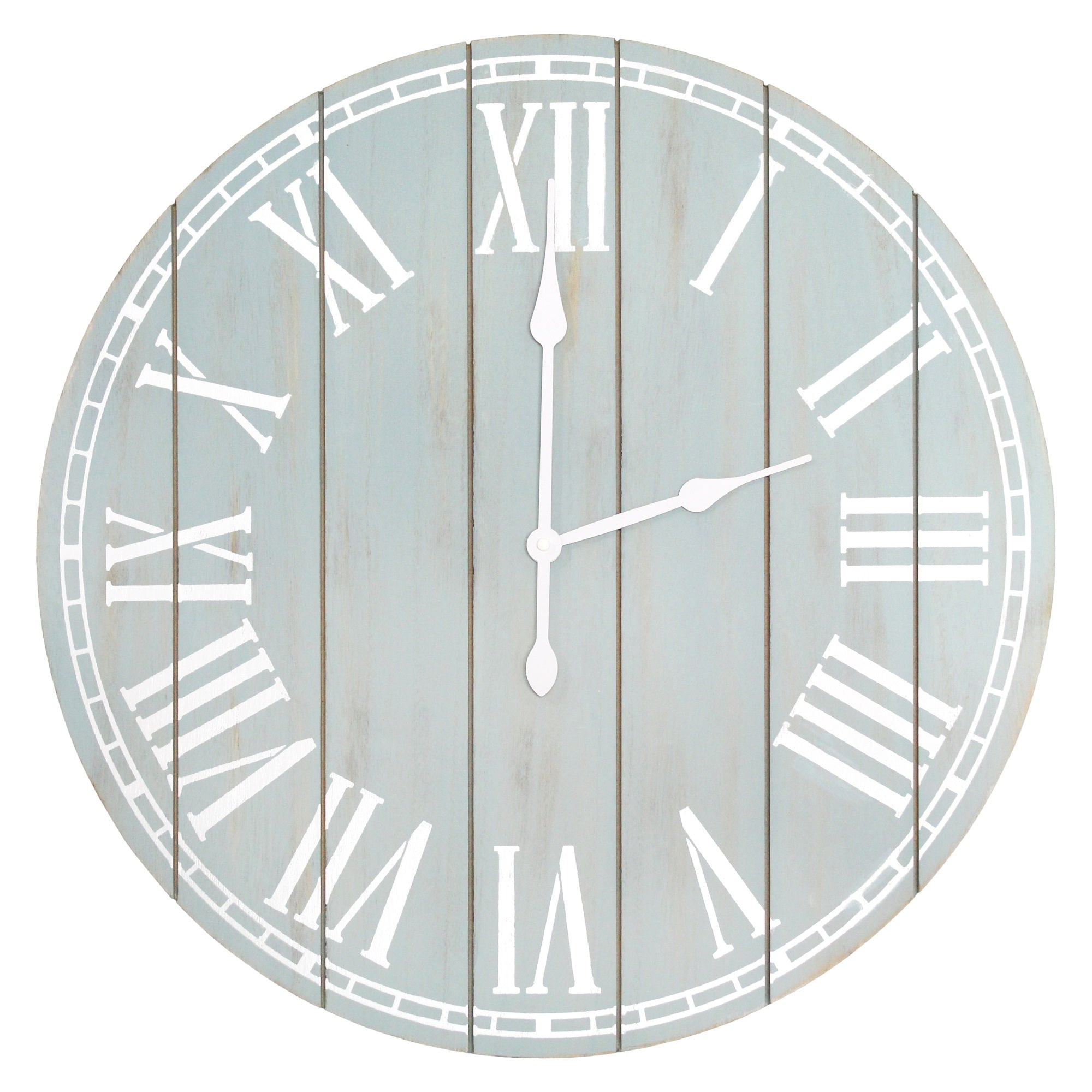 Elegant Designs Wood Plank 23' Large Rustic Coastal Wall Clock, Light Blue Wash
