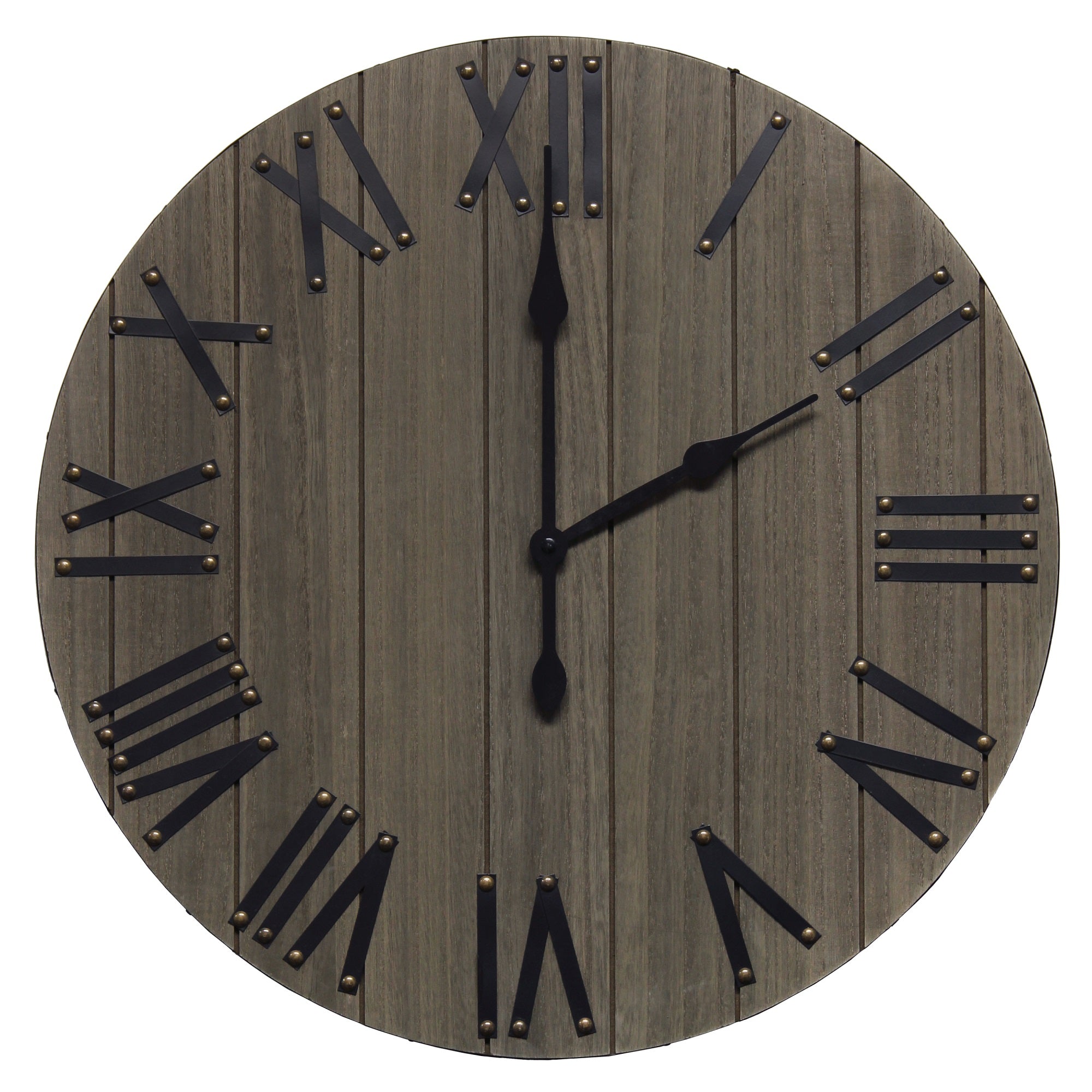 Elegant Designs Handsome 21' Rustic Farmhouse Wood Wall Clock, Rustic Gray