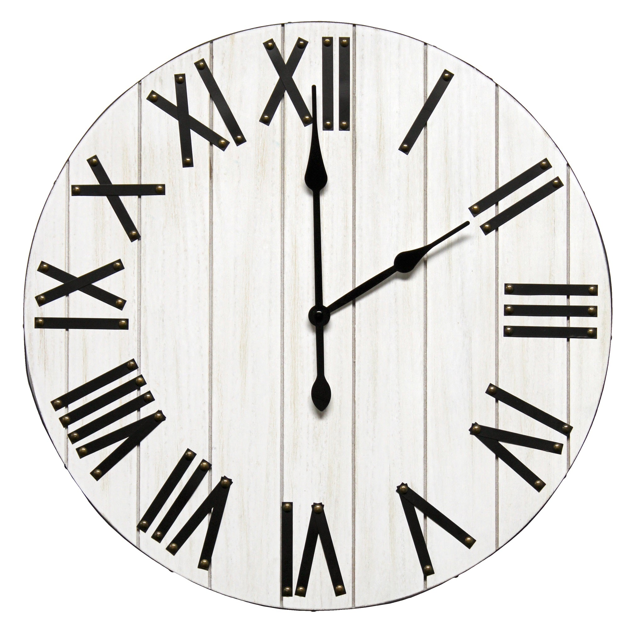 Elegant Designs Handsome 21' Rustic Farmhouse Wood Wall Clock, White Wash