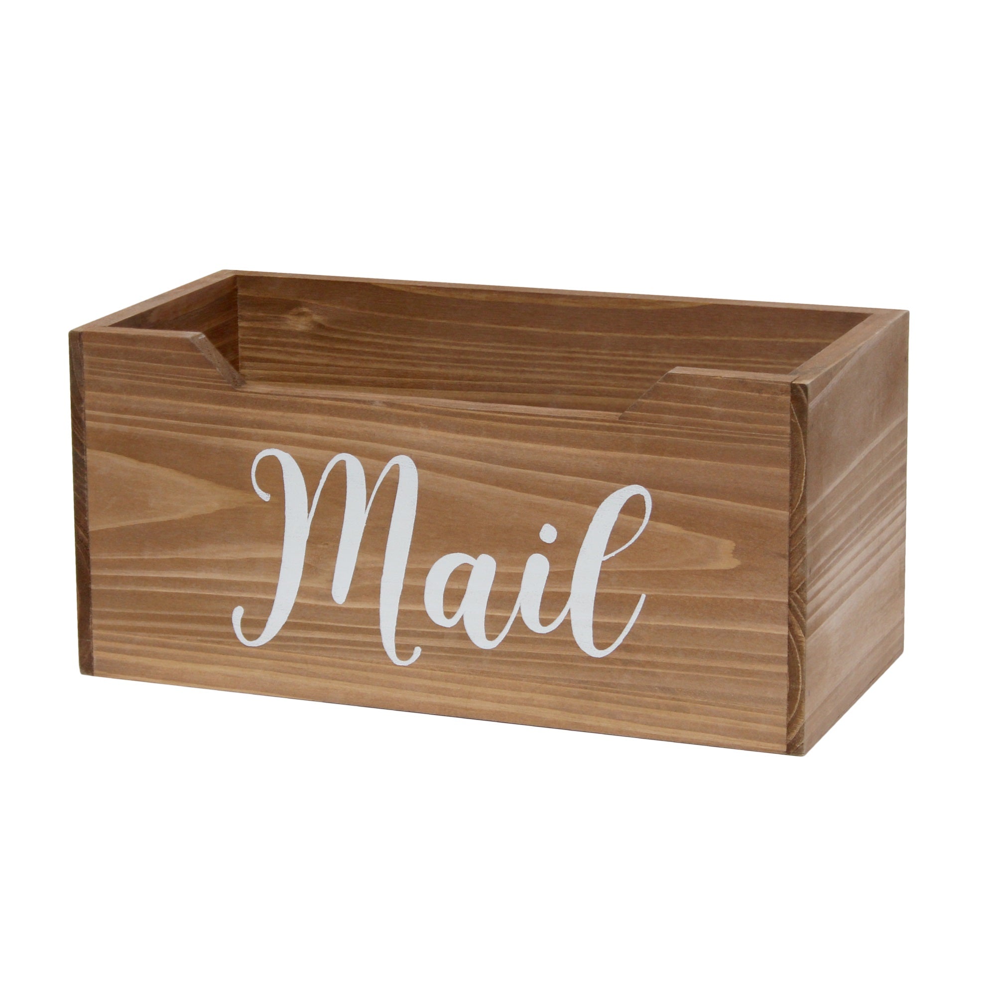 Elegant Designs Rustic Farmhouse Wooden Tabletop Decorative Script Word 'Mail' Organizer Box, Letter Holder, Natural