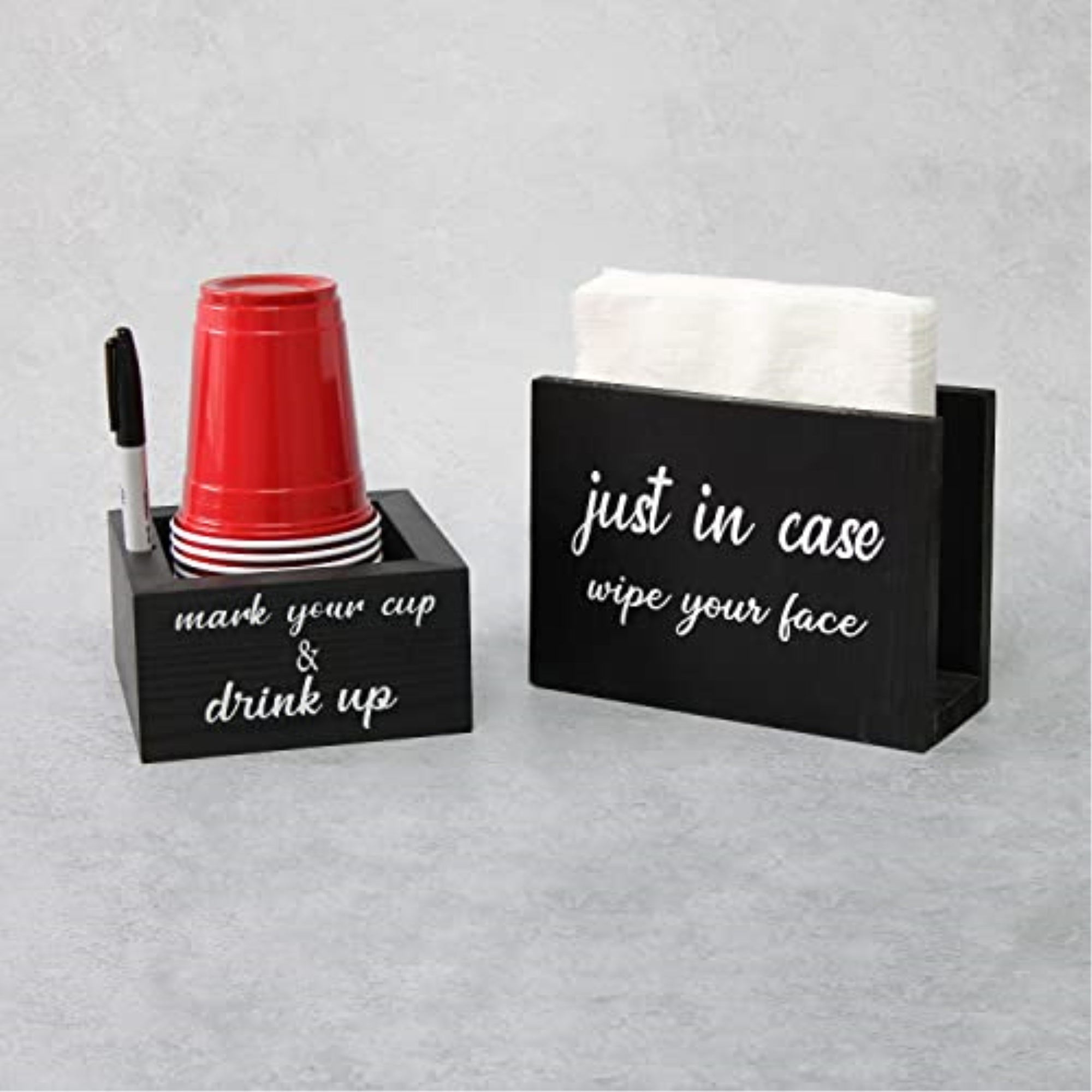 Elegant Designs Pantry Picks Modern Wooden Portable Kitchen Caddy 'Just In Case, Wipe Your Face' Napkin Holder