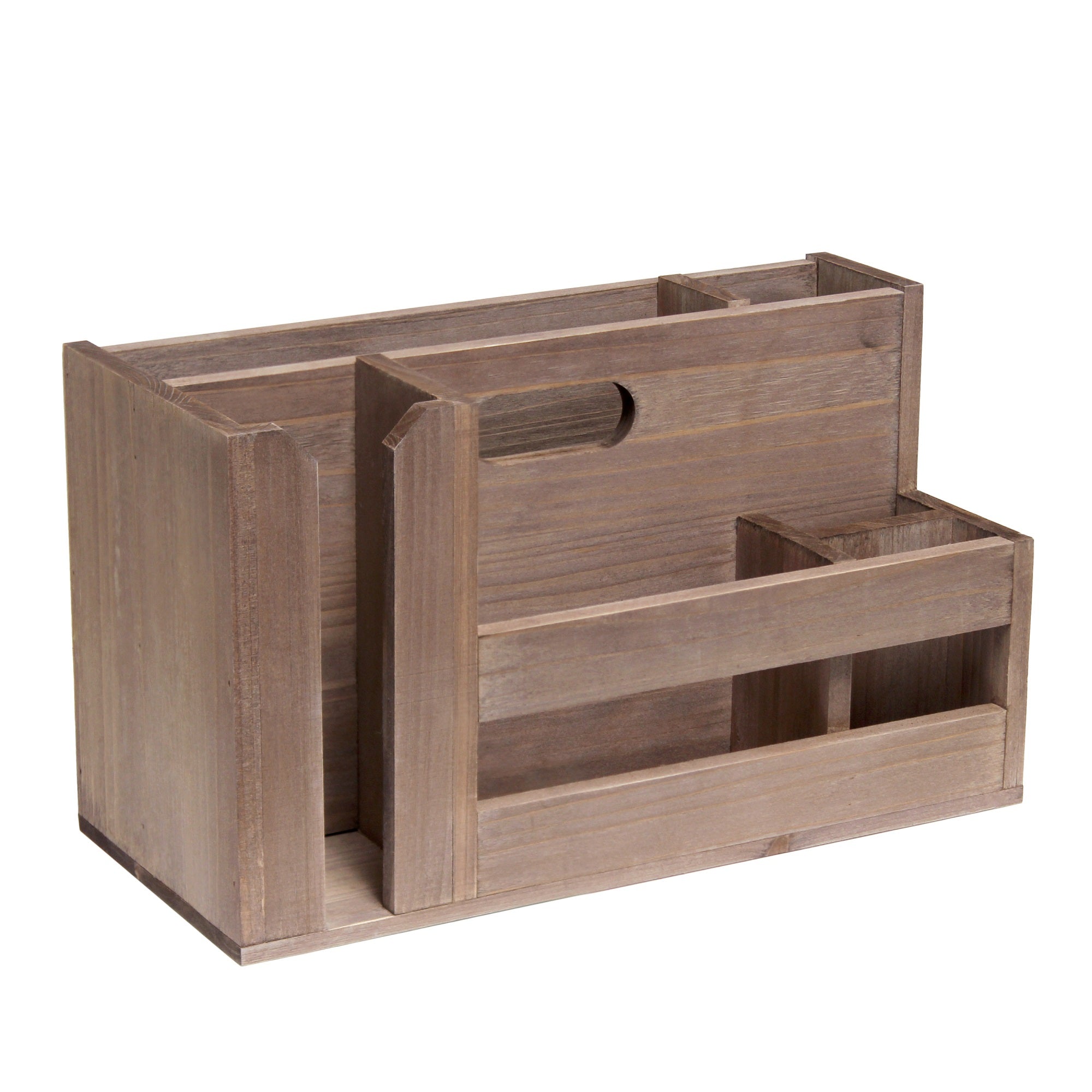 Elegant Designs Pantry Picks Farmhouse Wooden Flatware And Utensils Caddy Condiment Organizer With Cutout Handle And Multiple Compartments For Kitchen, Home Decor, Countertop, Breakfast, Bbq, Events, Picnic, Natural Wood