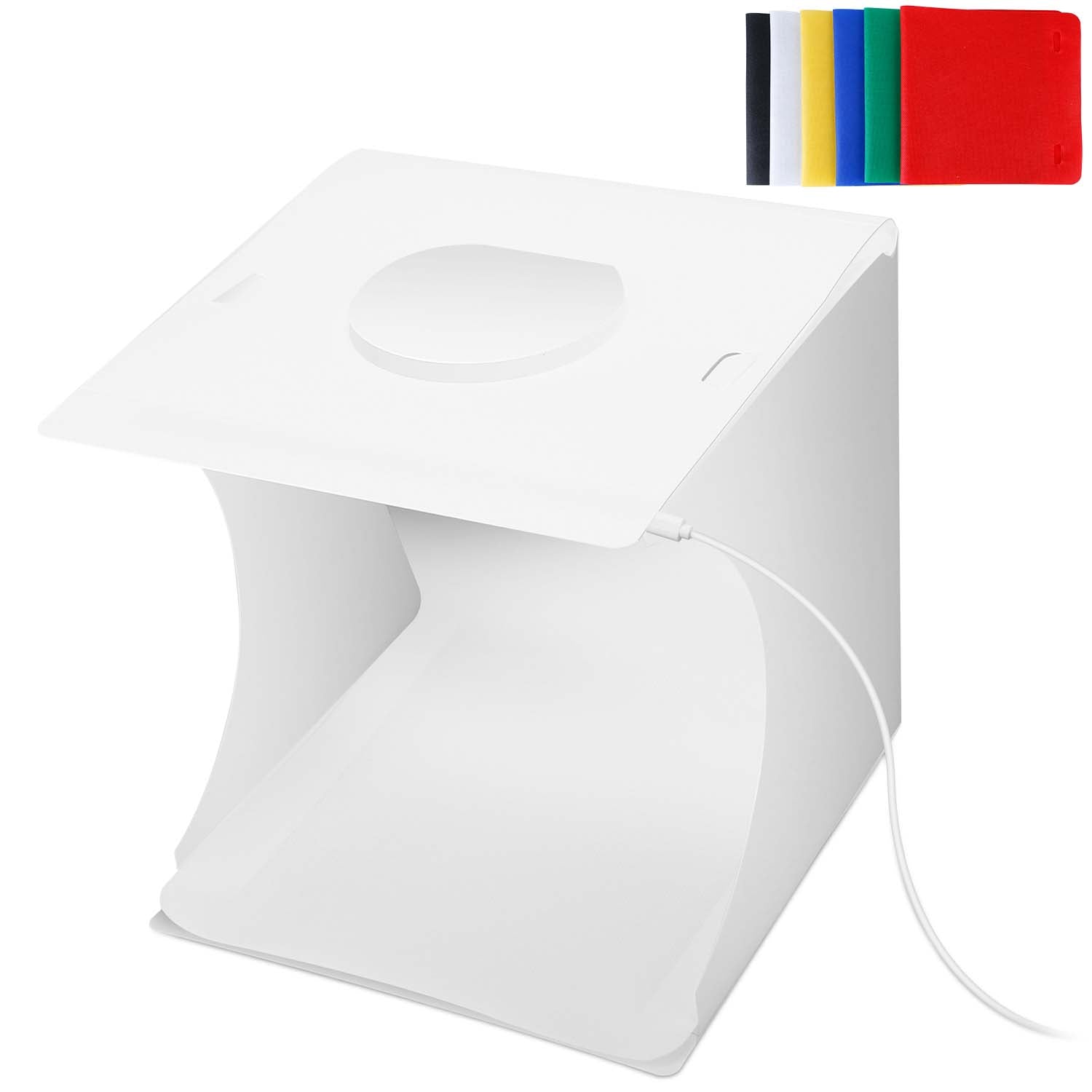 Mini Photo Studio Box Photography Shooting Light Tent Kit Foldable Led Light Box Kit W/ 6 Color Backdrops 20Led Beads