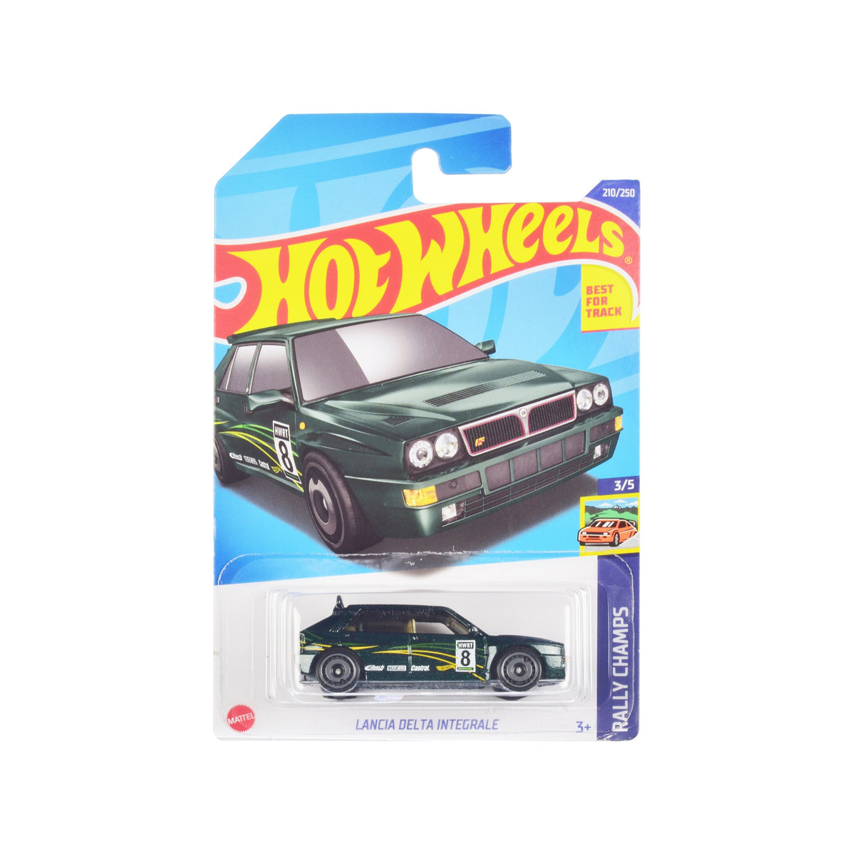 Lancia  Integrale #8 Green Metallic With Graphics 'Rally Champs' Series Diecast Model Car By Hot Wheels