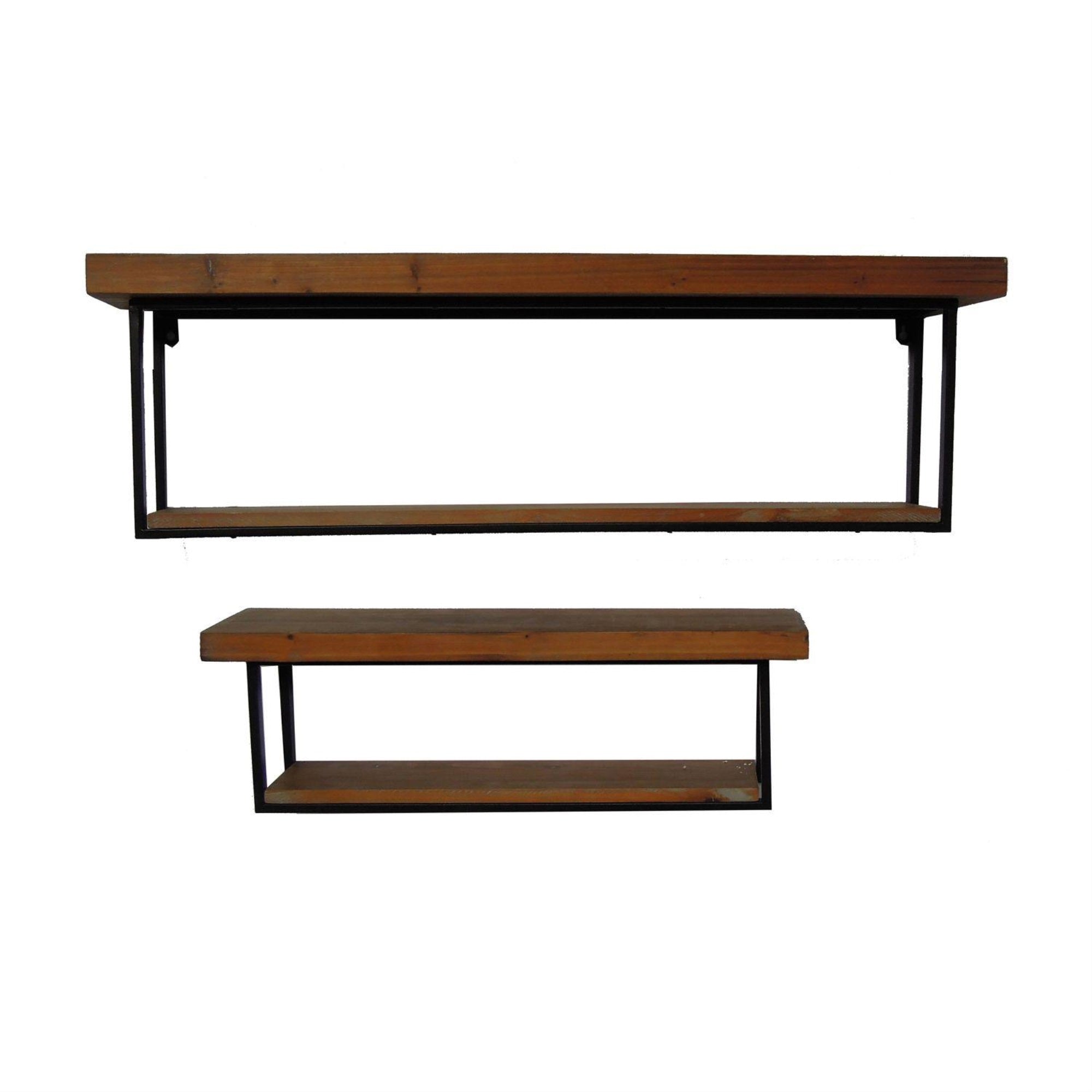 Cumberland Wood And Metal Wall Shelf - Set Of 2