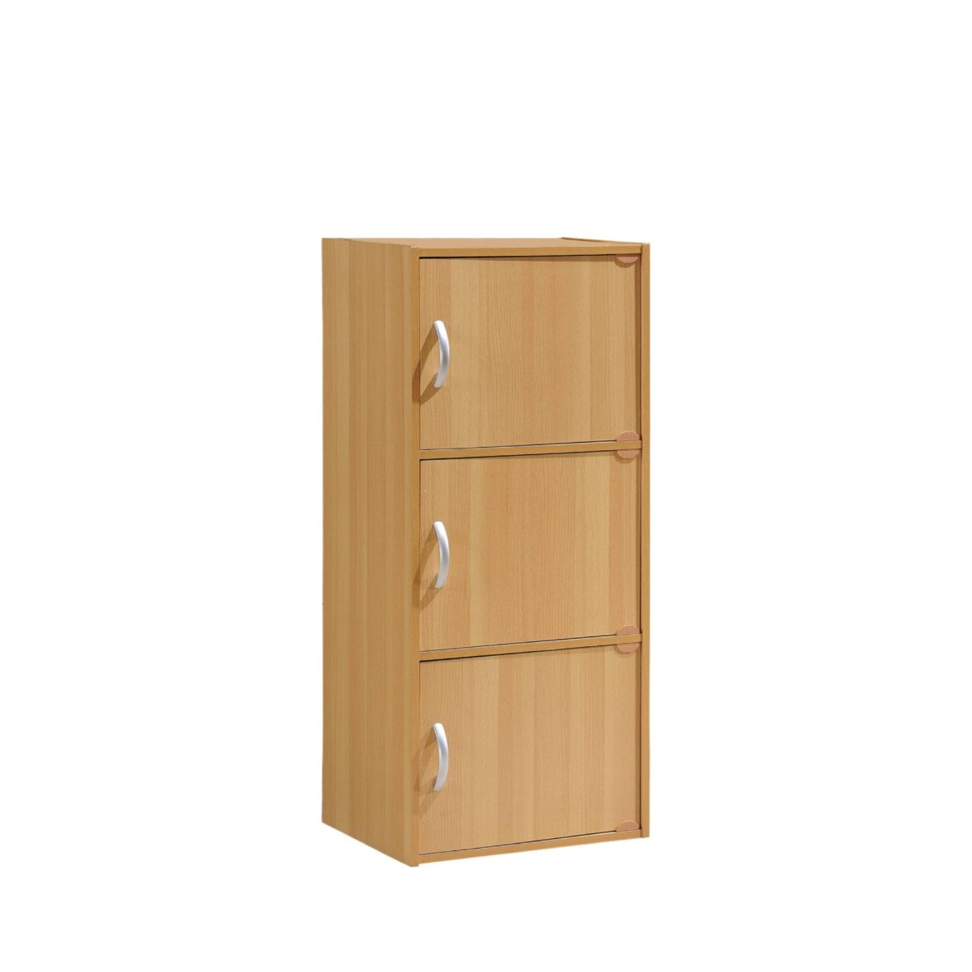 Hodedah 3-Shelf, 3-Door Bookcase In Beech