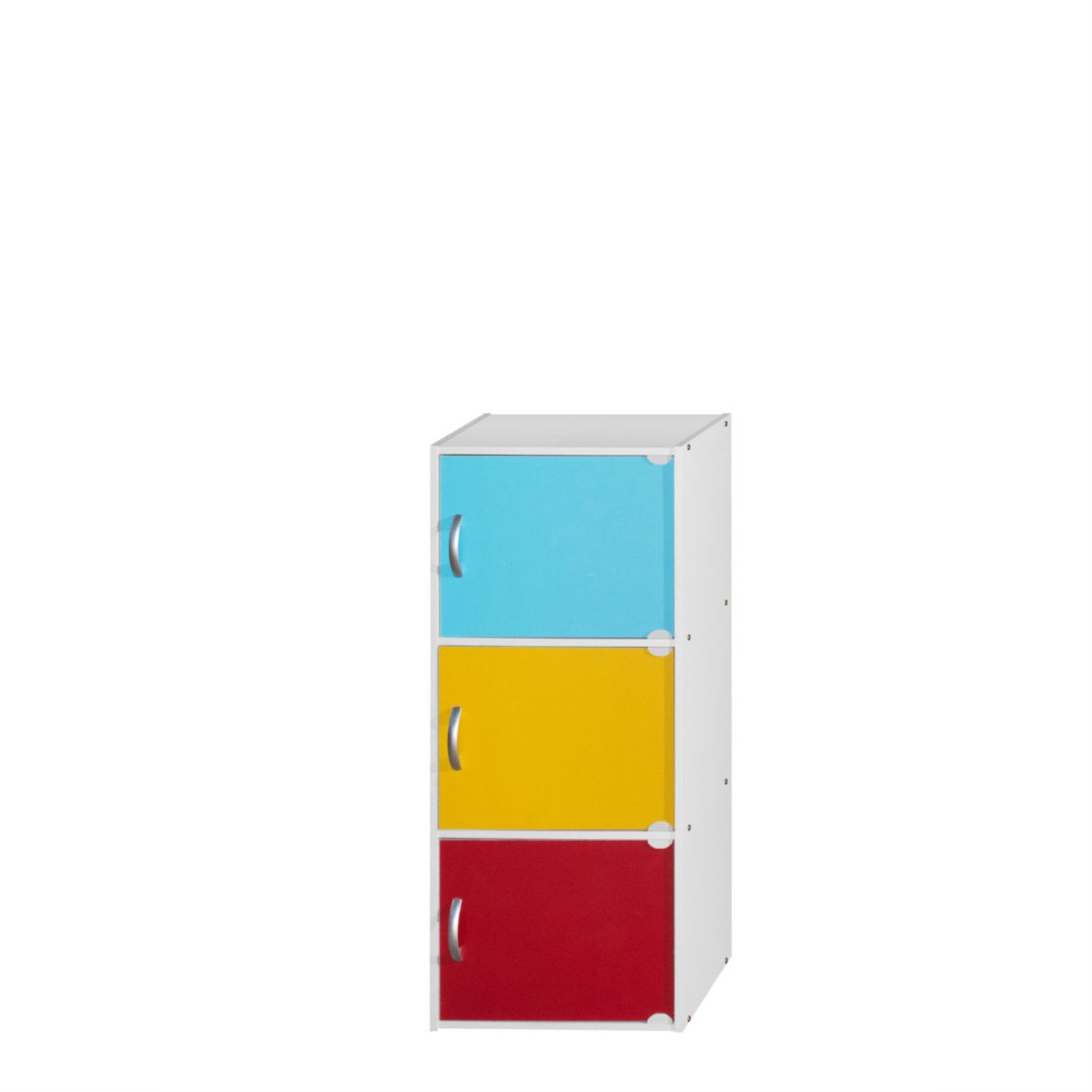 Hodedah 3-Shelf, 3-Door Bookcase In Rainbow