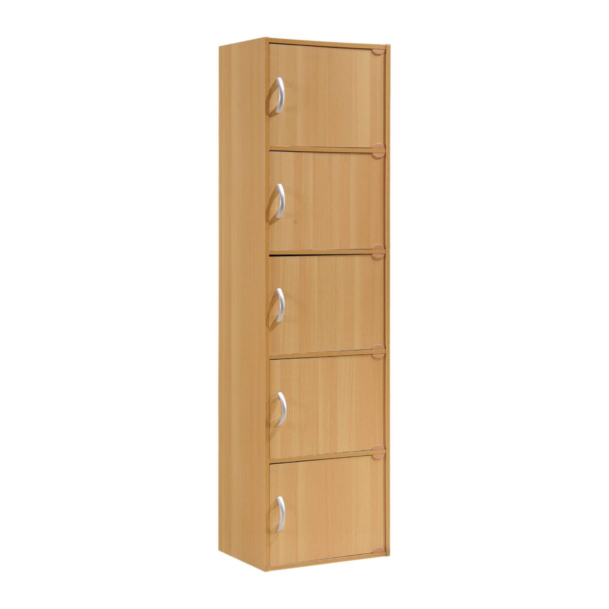 Hodedah 5-Shelf, 5-Door Bookcase In Beech