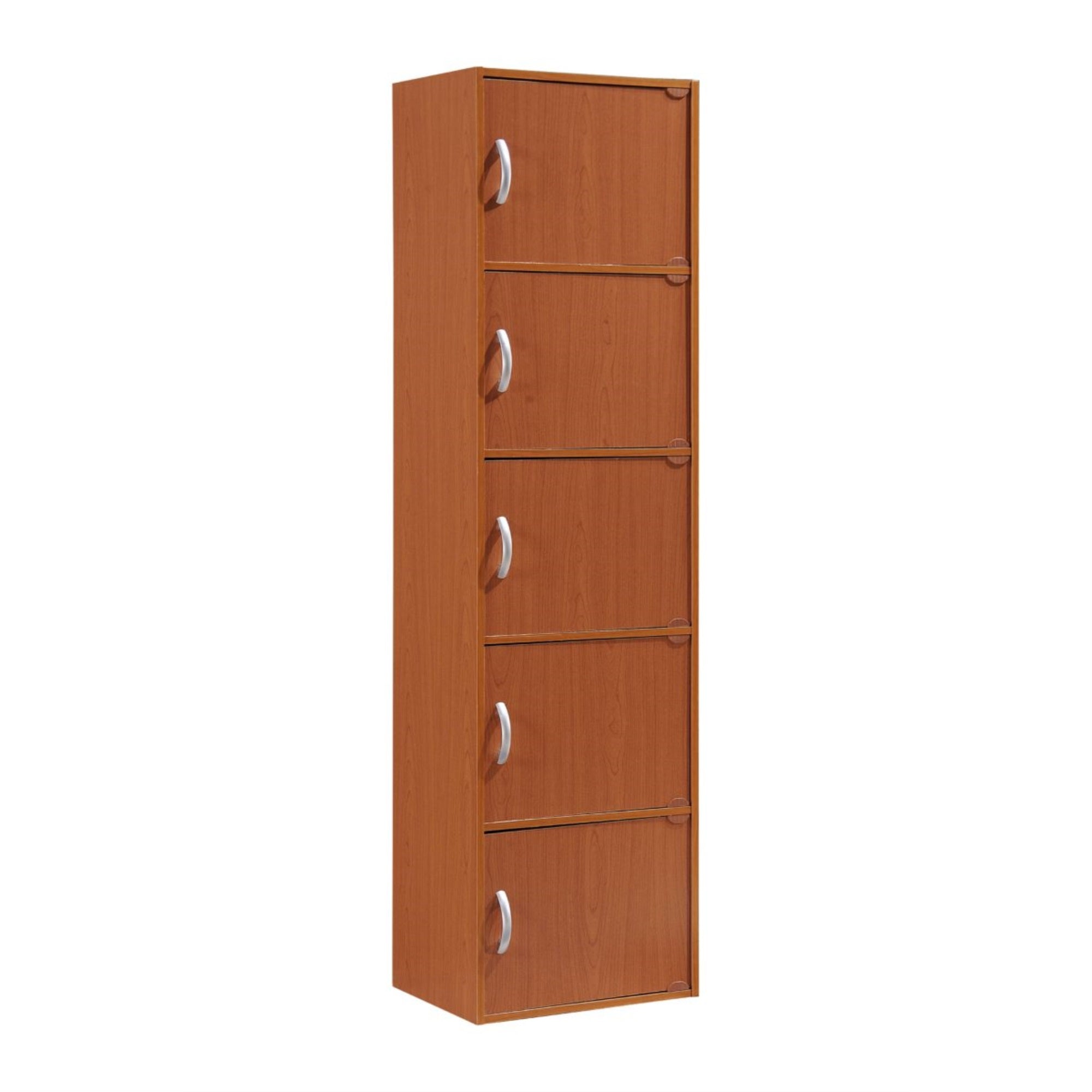Hodedah 5-Shelf, 5-Door Bookcase In Cherry