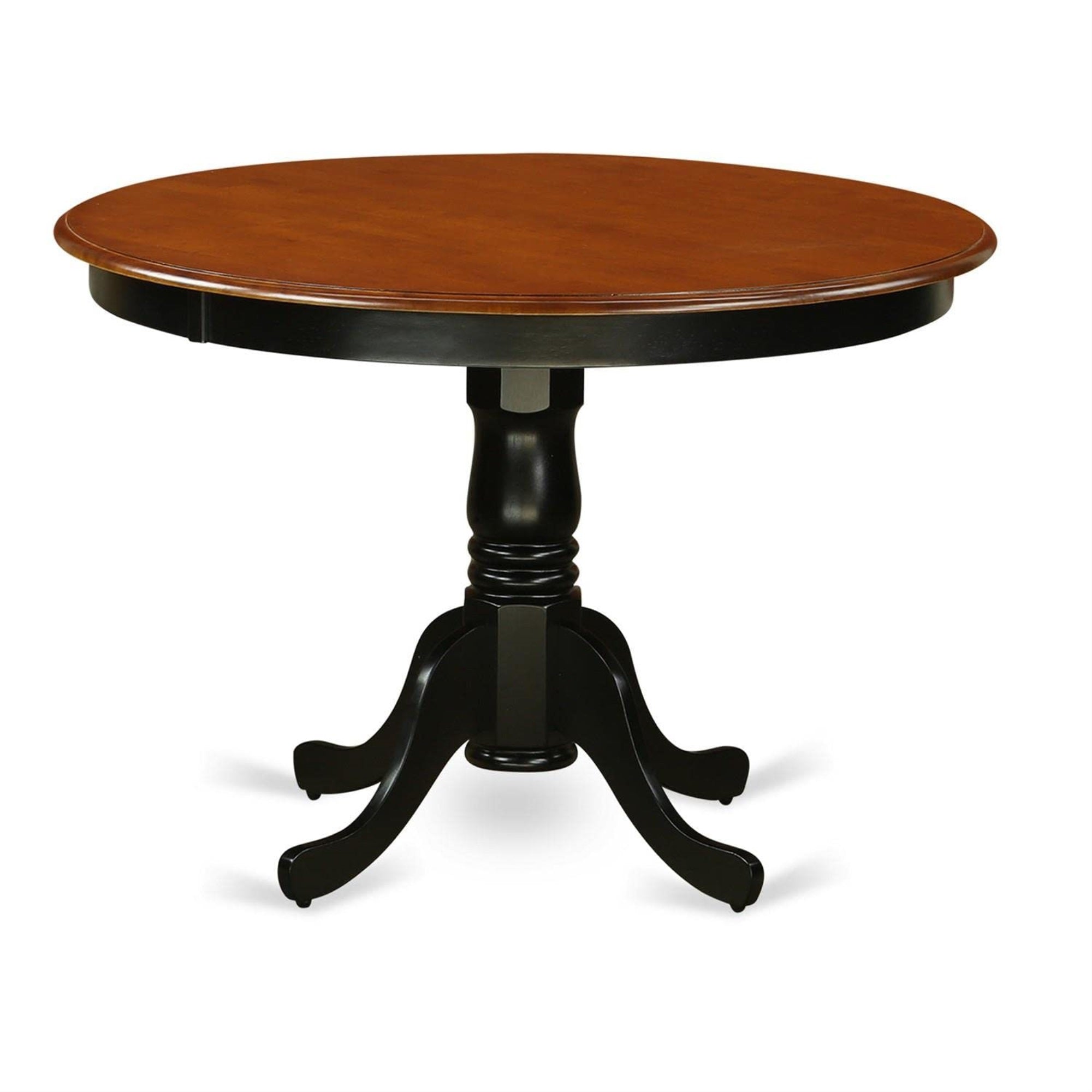 Ergode Hlan5-Bch-C, 5-Piece Dining Table Set, Round Wooden Table, 4 Linen Fabric Chairs, Black Color, Asian Hardwood, Versatile & Durable, 42X42 Inch, Elegant Design