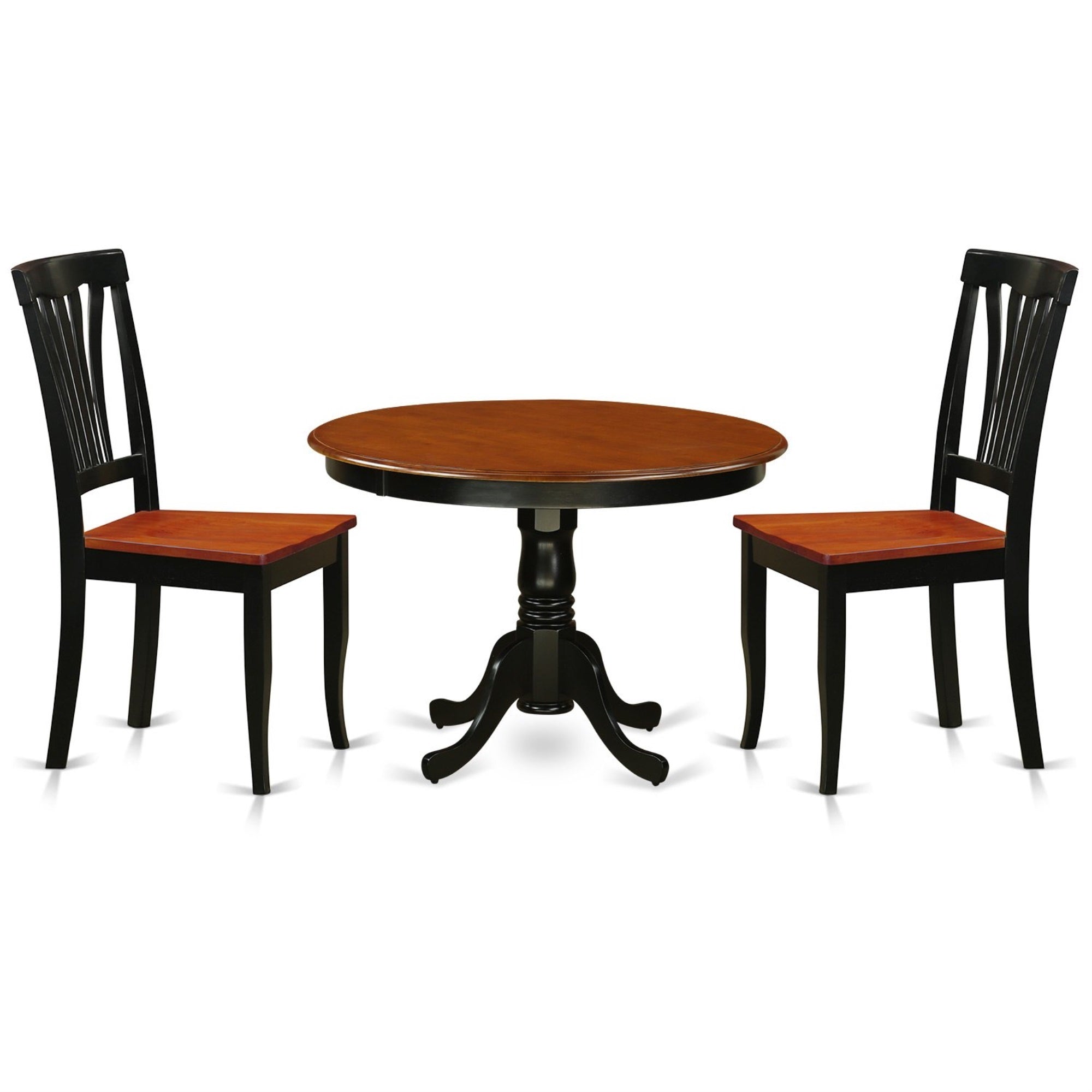 Casafoyer Hlav3-Bch-W 3 Piece Kitchen Table & Chairs Set Contains A Round Dining Table With Pedestal And 2 Dining Room Chairs, 42X42 Inch, Black & Cherry