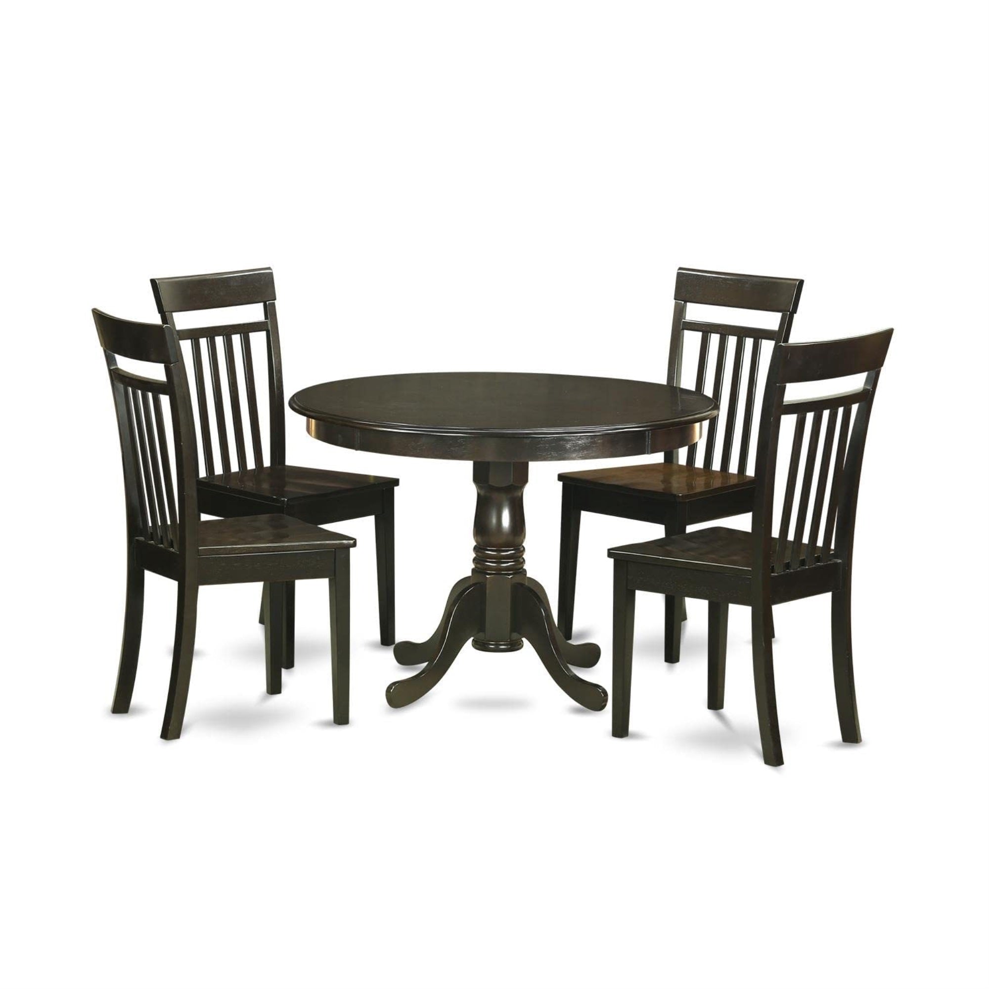 Casafoyer Hlca5-Cap-W 5 Piece Dining Room Table Set Includes A Round Kitchen Table With Pedestal And 4 Dining Chairs, 42X42 Inch, Cappuccino