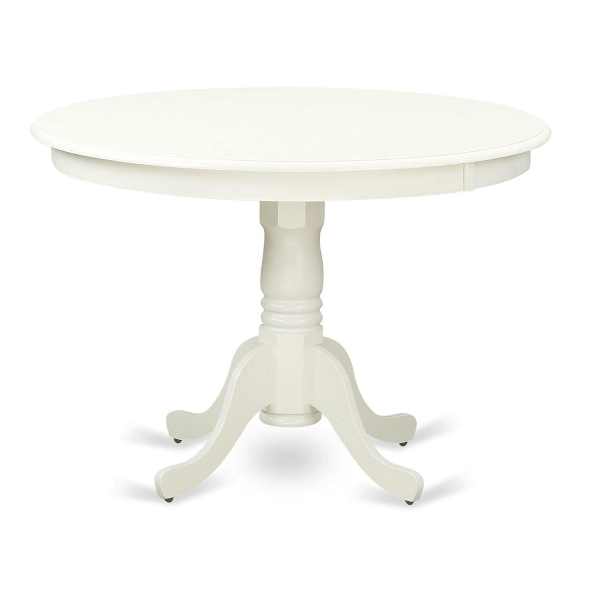 East West Furniture Hlda3-Lwh-W 3 Piece Dinette Set For Small Spaces Contains A Round Dining Table With Pedestal And 2 Dining Room Chairs, 42X42 Inch, Linen White