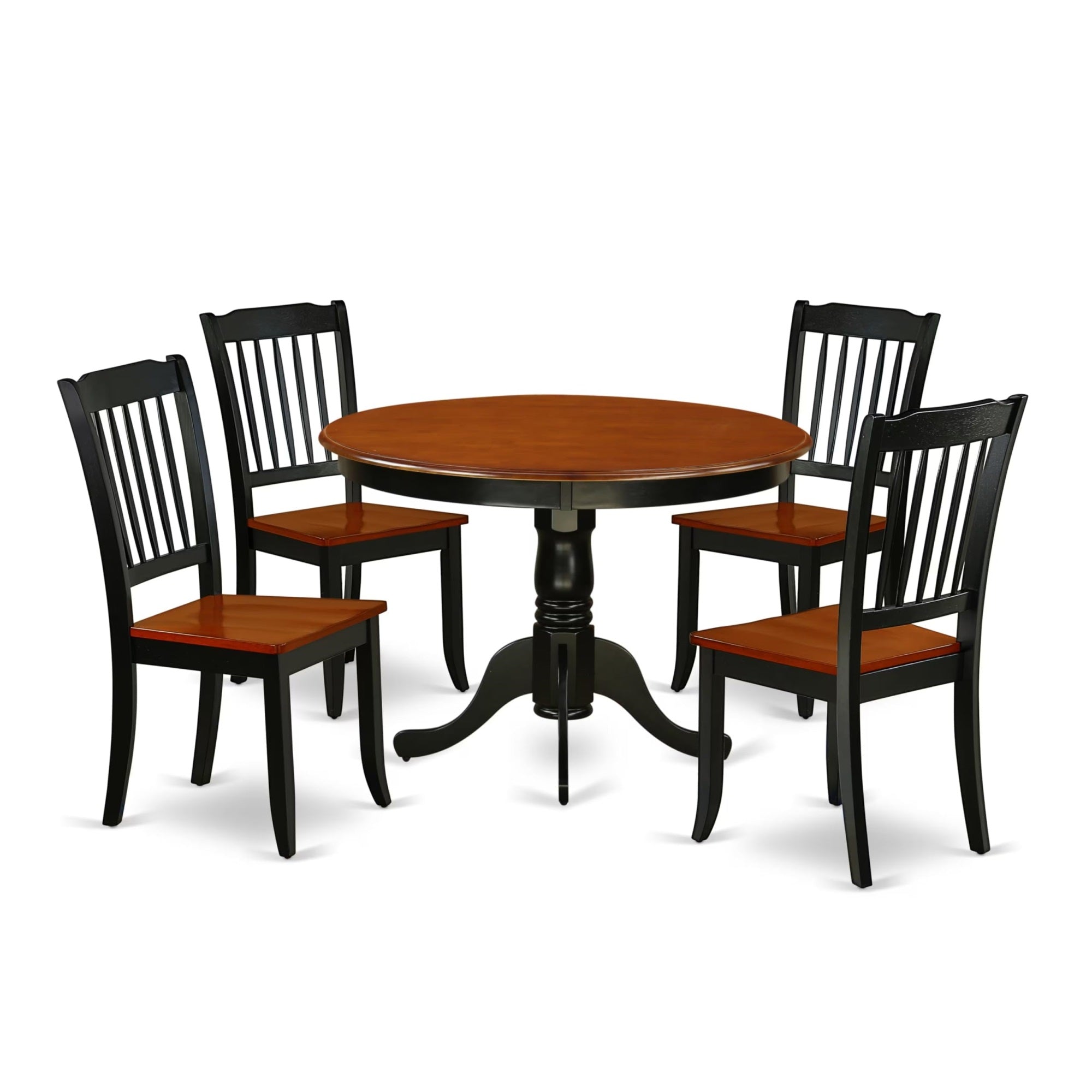 Casafoyer Hlda5-Bch-W 5 Piece Kitchen Table & Chairs Set Includes A Round Dining Room Table With Pedestal And 4 Dining Chairs, 42X42 Inch, Black & Cherry
