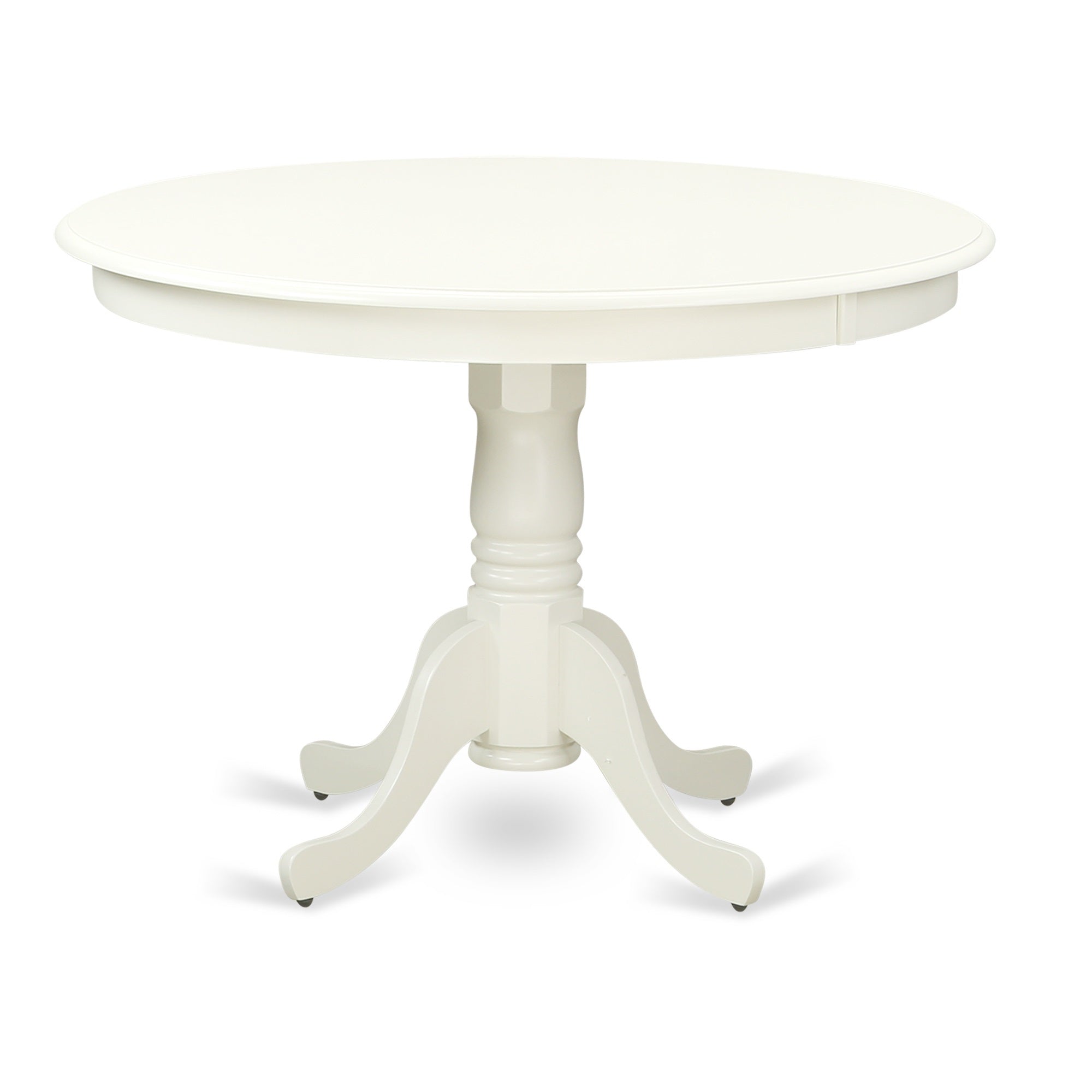 Affordable Hlfr5-Lwh-18 5Pc Dining Set: Round Table & 4 Parson Chairs, Linen White Finish, Dark Coffee Fabric, Rubber Wood, Small Spaces, Comfortable & Attractive