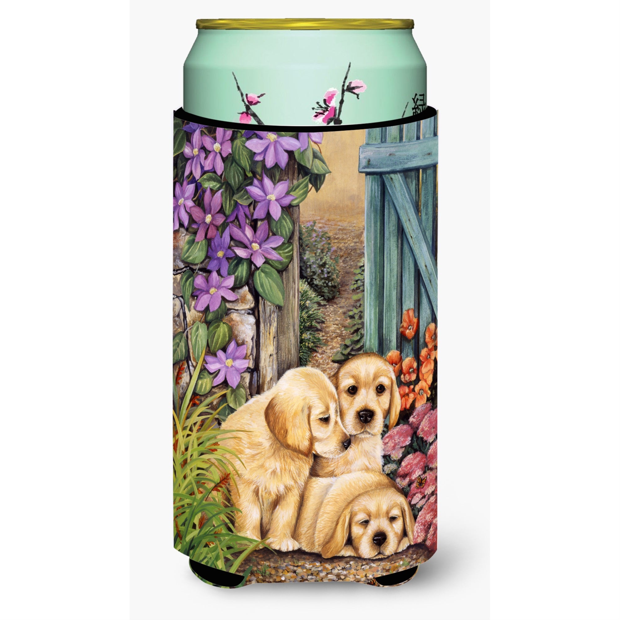 Caroline'S Treasures Yellow Labrador Puppies By Lesley Hallas Tall Boy Koozie Hugger, Multicolor
