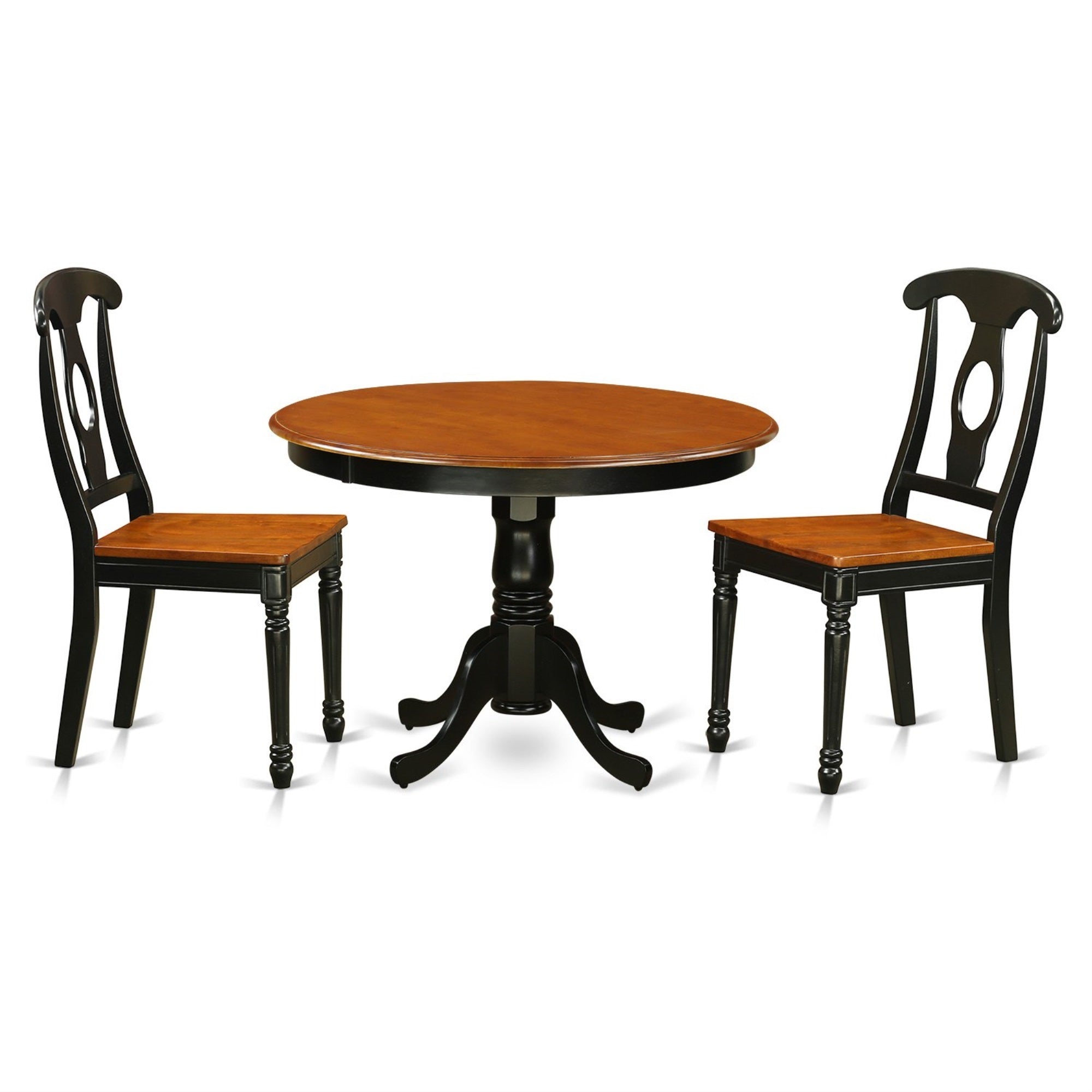 Casafoyer Hlke3-Bch-W 3 Piece Dining Room Furniture Set Contains A Round Dining Table With Pedestal And 2 Wood Seat Chairs, 42X42 Inch, Black & Cherry