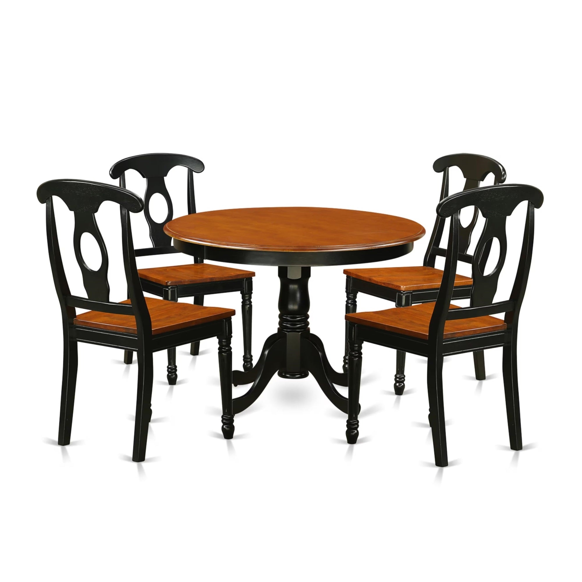 Casafoyer Hlke5-Bch-W 5 Piece Dining Room Table Set Includes A Round Kitchen Table With Pedestal And 4 Dining Chairs, 42X42 Inch, Black & Cherry