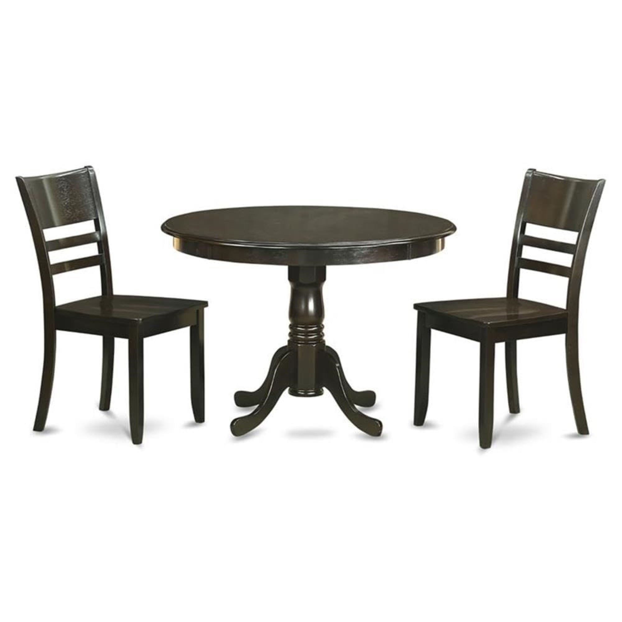 Casafoyer Hlly3-Cap-W 3 Piece Kitchen Table Set For Small Spaces Contains A Round Dining Room Table With Pedestal And 2 Dining Chairs, 42X42 Inch, Cappuccino