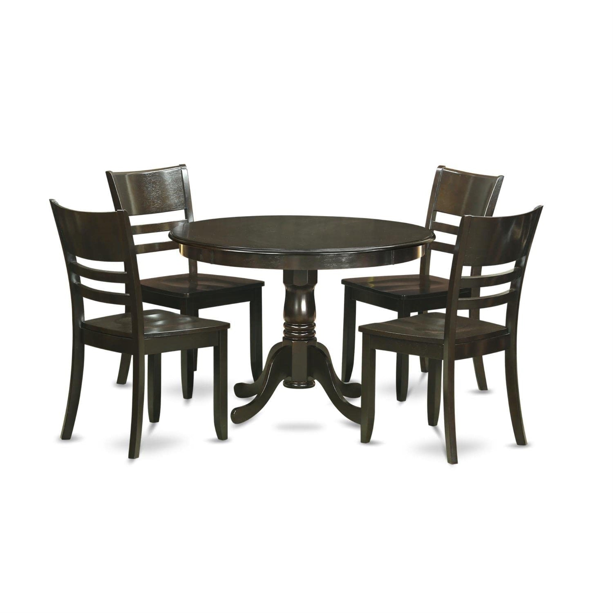 Casafoyer Hlly5-Cap-W 5 Piece Dining Set Includes A Round Dining Table With Pedestal And 4 Kitchen Chairs, 42X42 Inch, Cappuccino