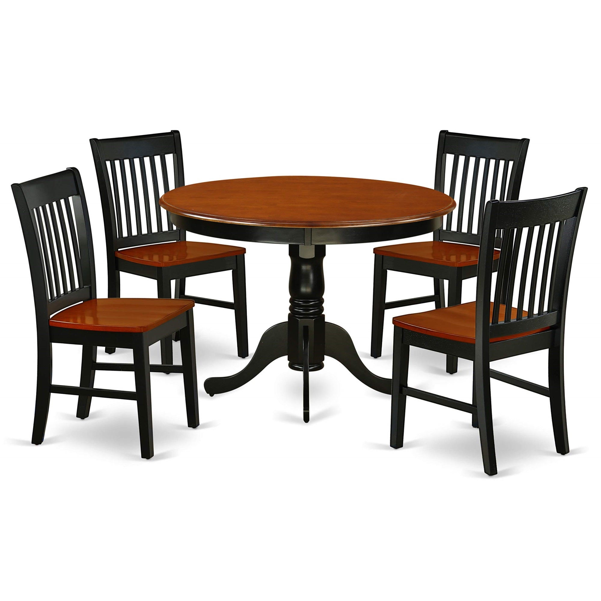 Ergode Hlno5-Bch-W 5-Piece Dining Table Set, Black & Cherry Finish, Solid Wood, Customizable Chairs, Sturdy & Cozy, 42X42 Inch